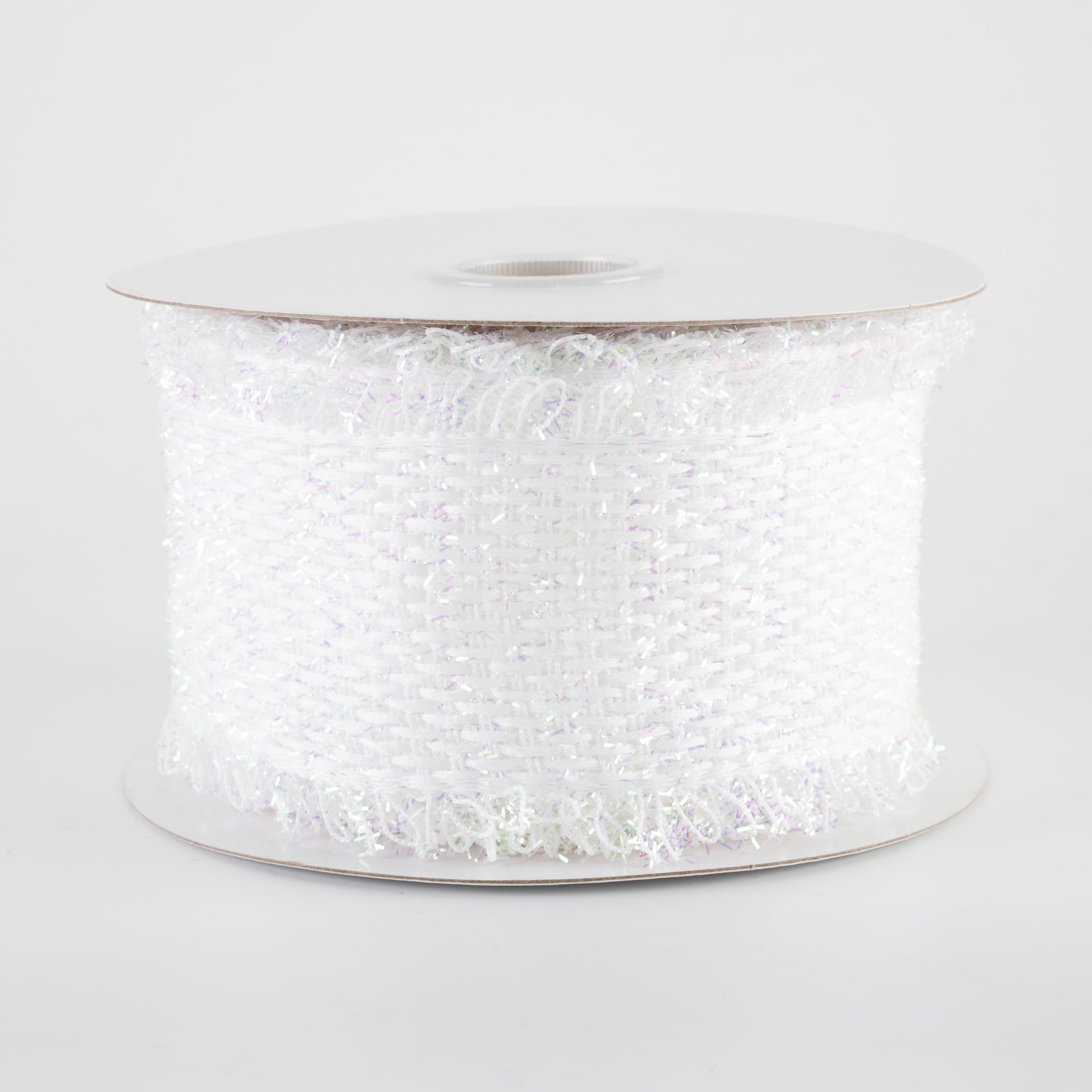 2.5" Loopy Edge Ribbon: White Iridescent (5 Yards)
