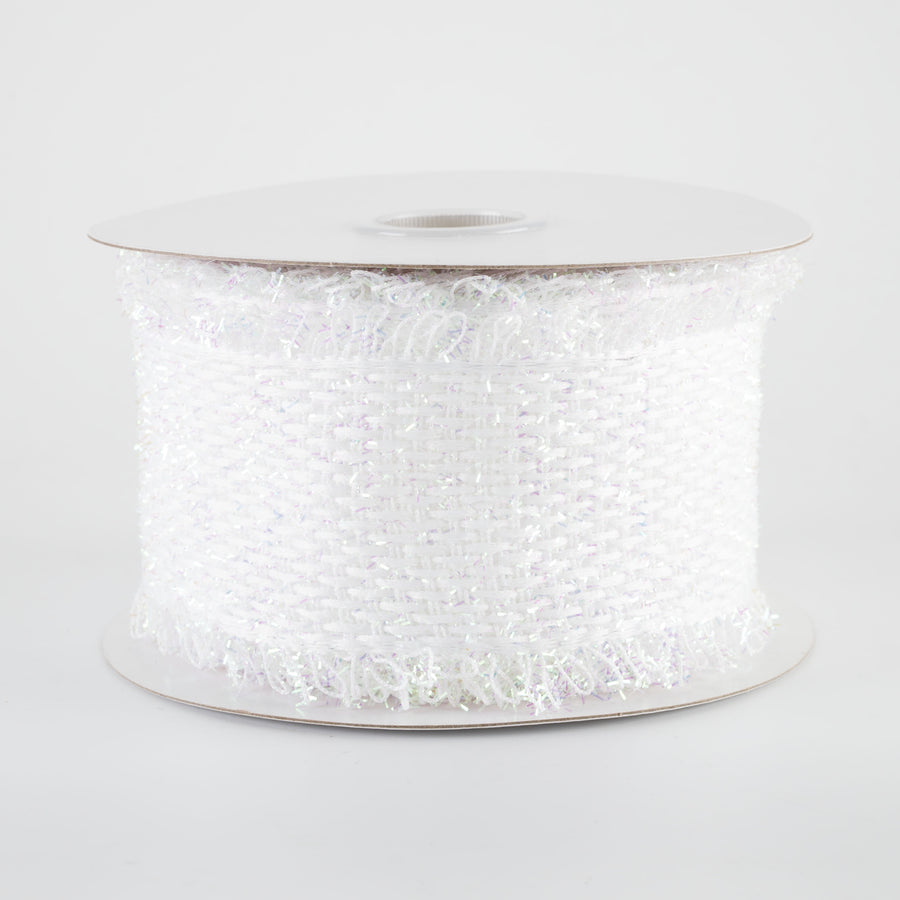 2.5" Loopy Edge Ribbon: White Iridescent (5 Yards)