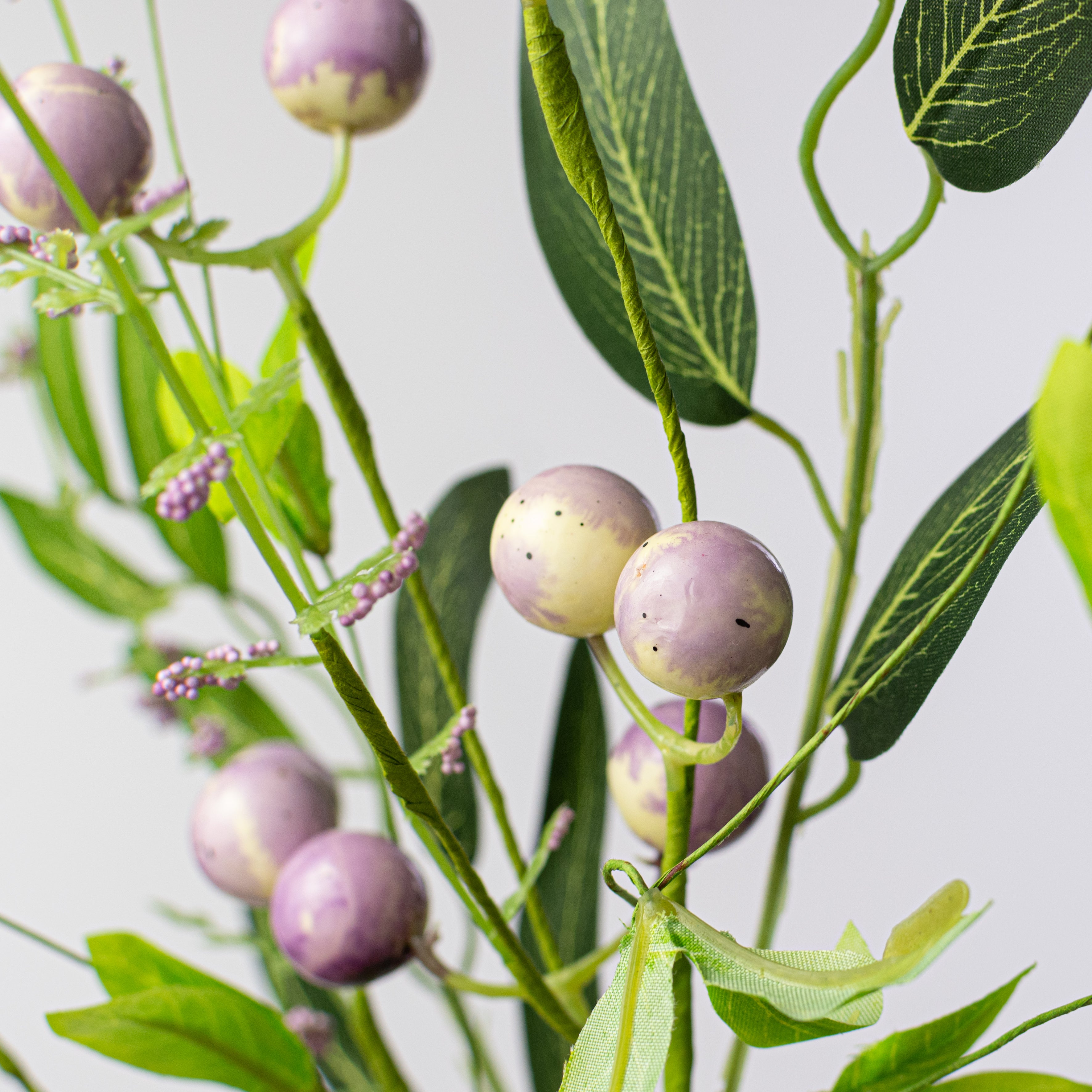 26" Berries and Leaves Spray: Lavender Purple