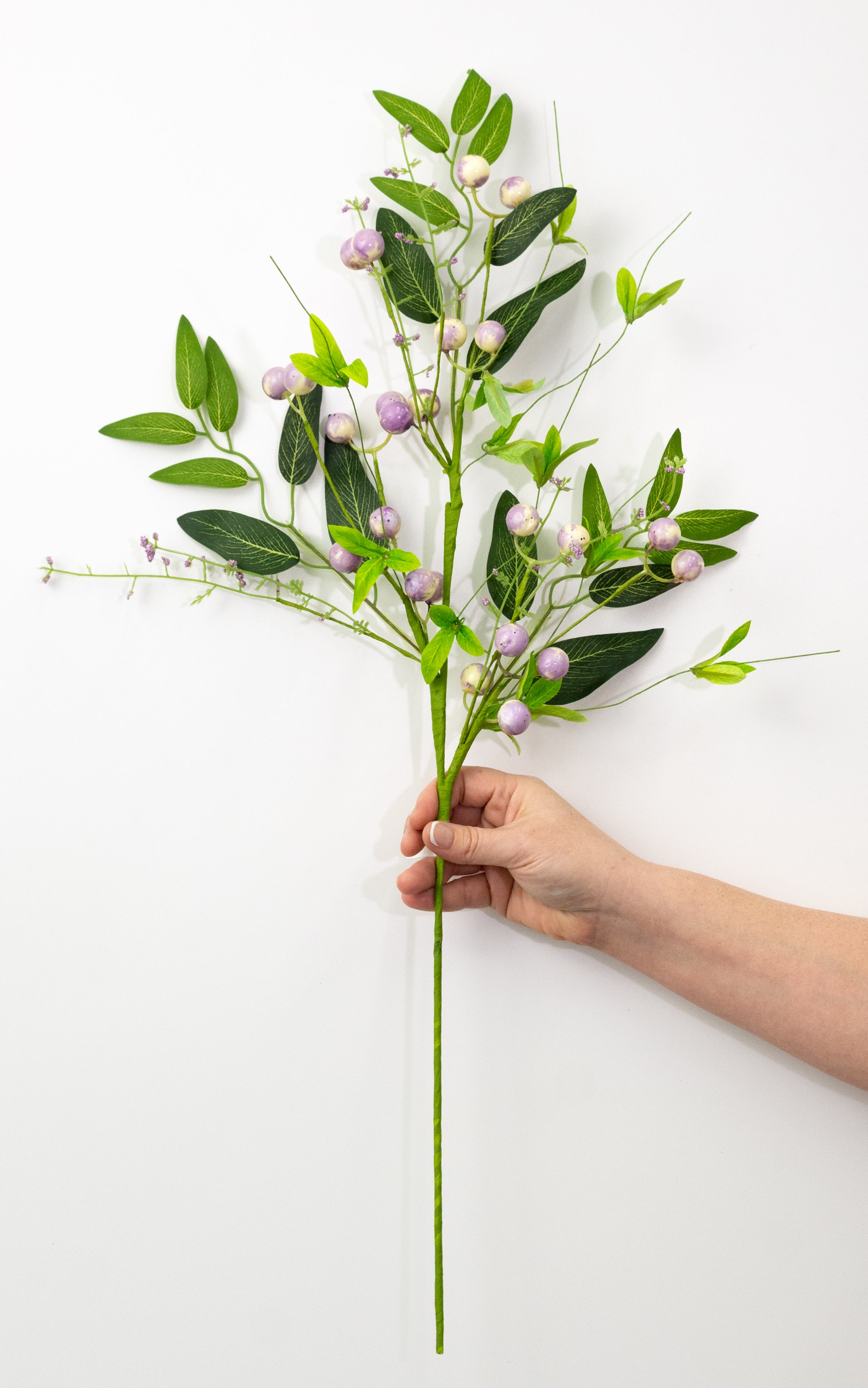 26" Berries and Leaves Spray: Lavender Purple