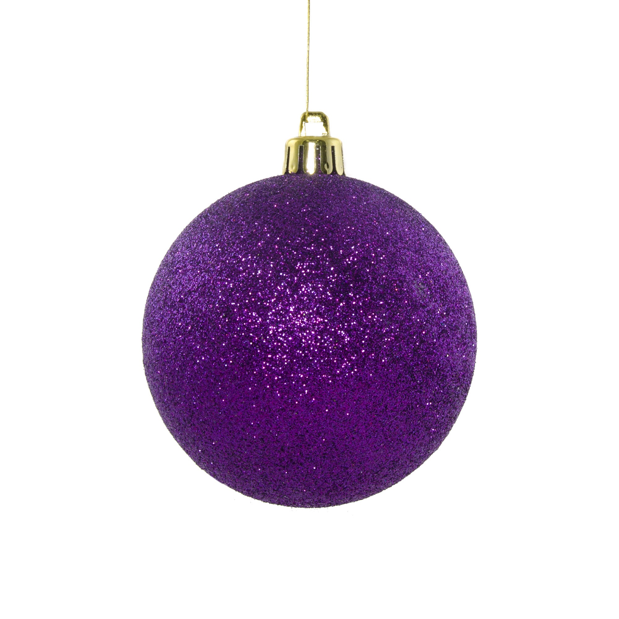 80MM Round Glitter Ball Ornament: Purple