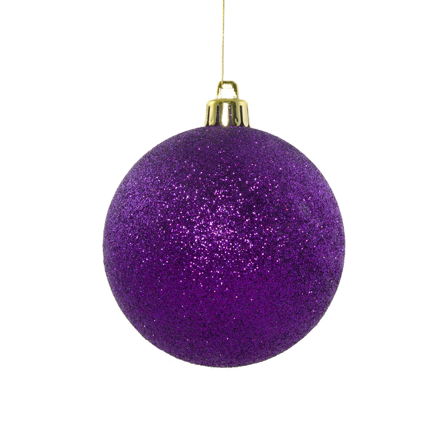 80MM Round Glitter Ball Ornament: Purple