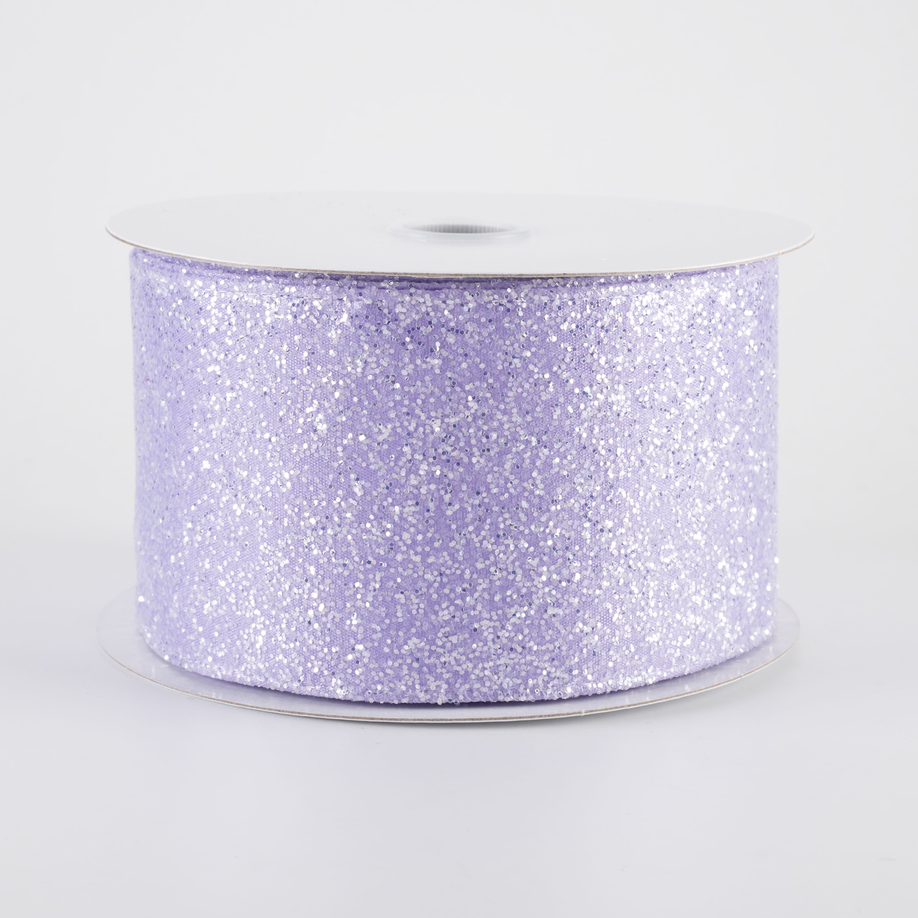 2.5" Candy Glittered Satin Ribbon: Lavender Purple (10 Yards)
