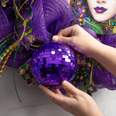 120mm Mirror Disco Ball Ornament: Purple