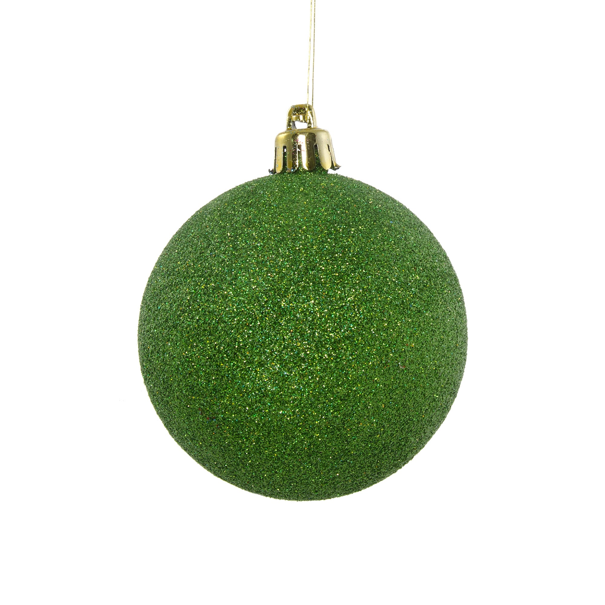 80MM Round Glitter Ball Ornament: Laser Lime Green