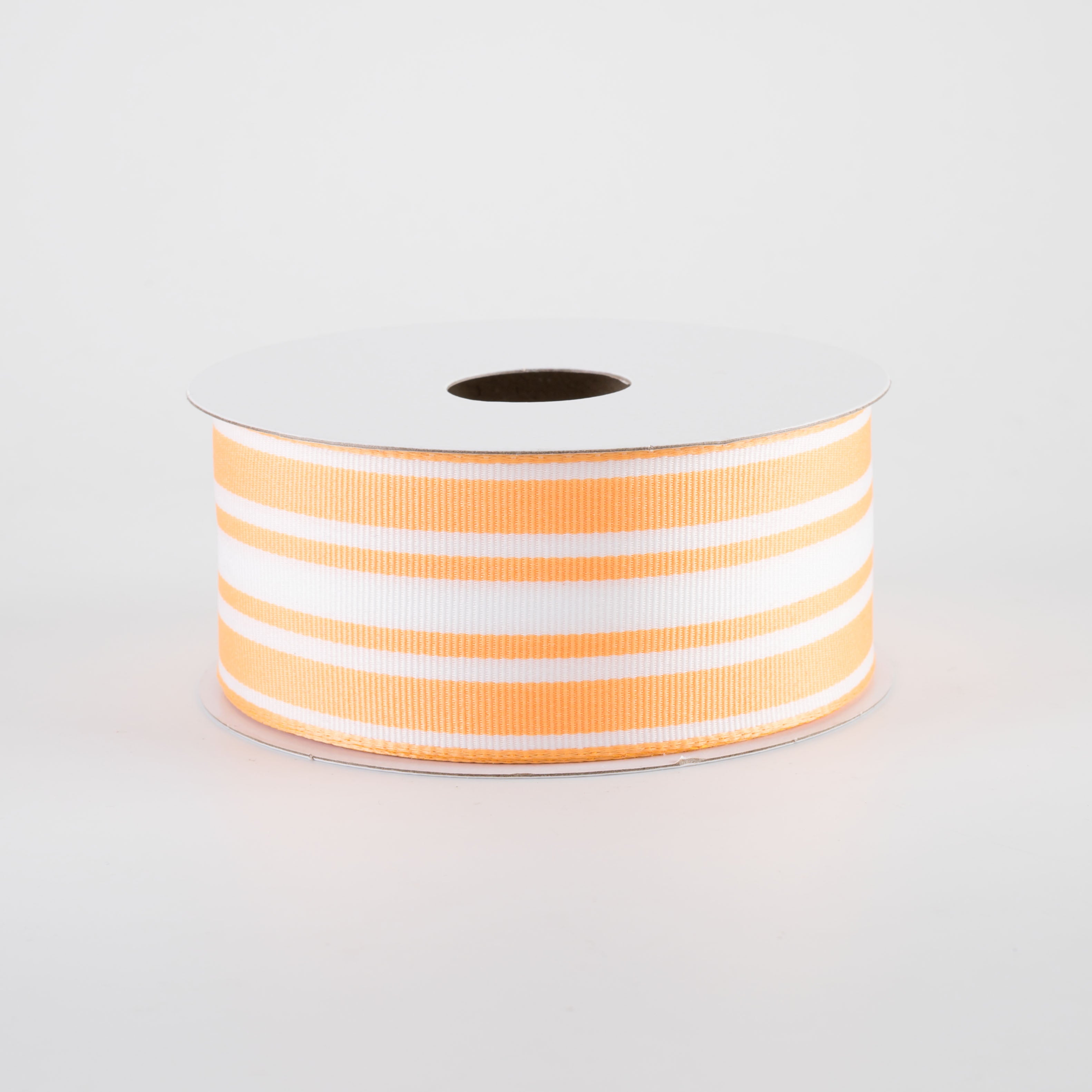 1.5" Modern Ticking Grosgrain Ribbon: Tangerine Orange & White (10 Yards)