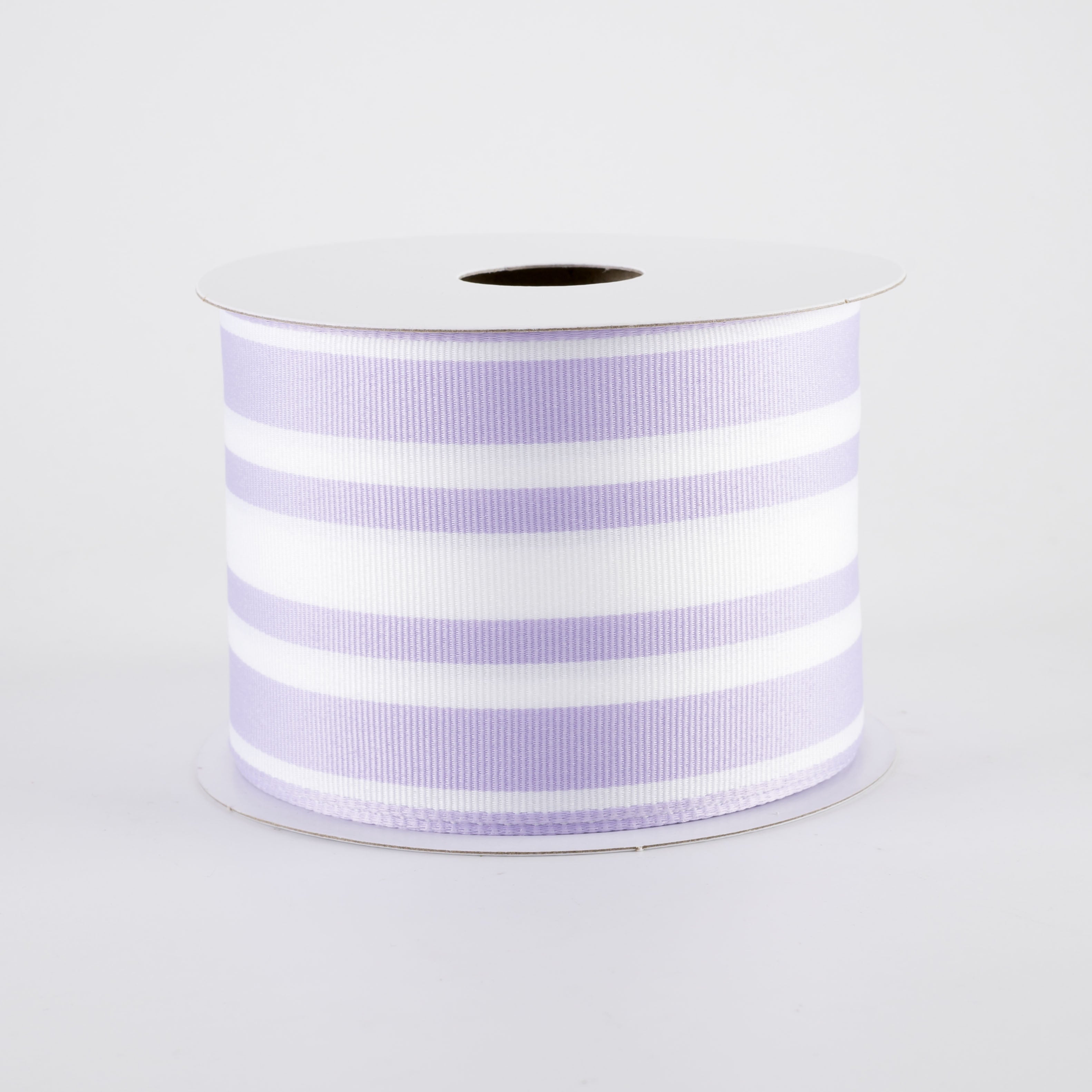2.5" Modern Ticking Grosgrain Ribbon: Lavender Purple & White (10 Yards)