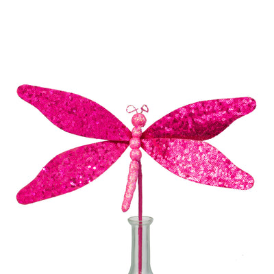12" Sequin Dragonfly Pick: Hot Pink