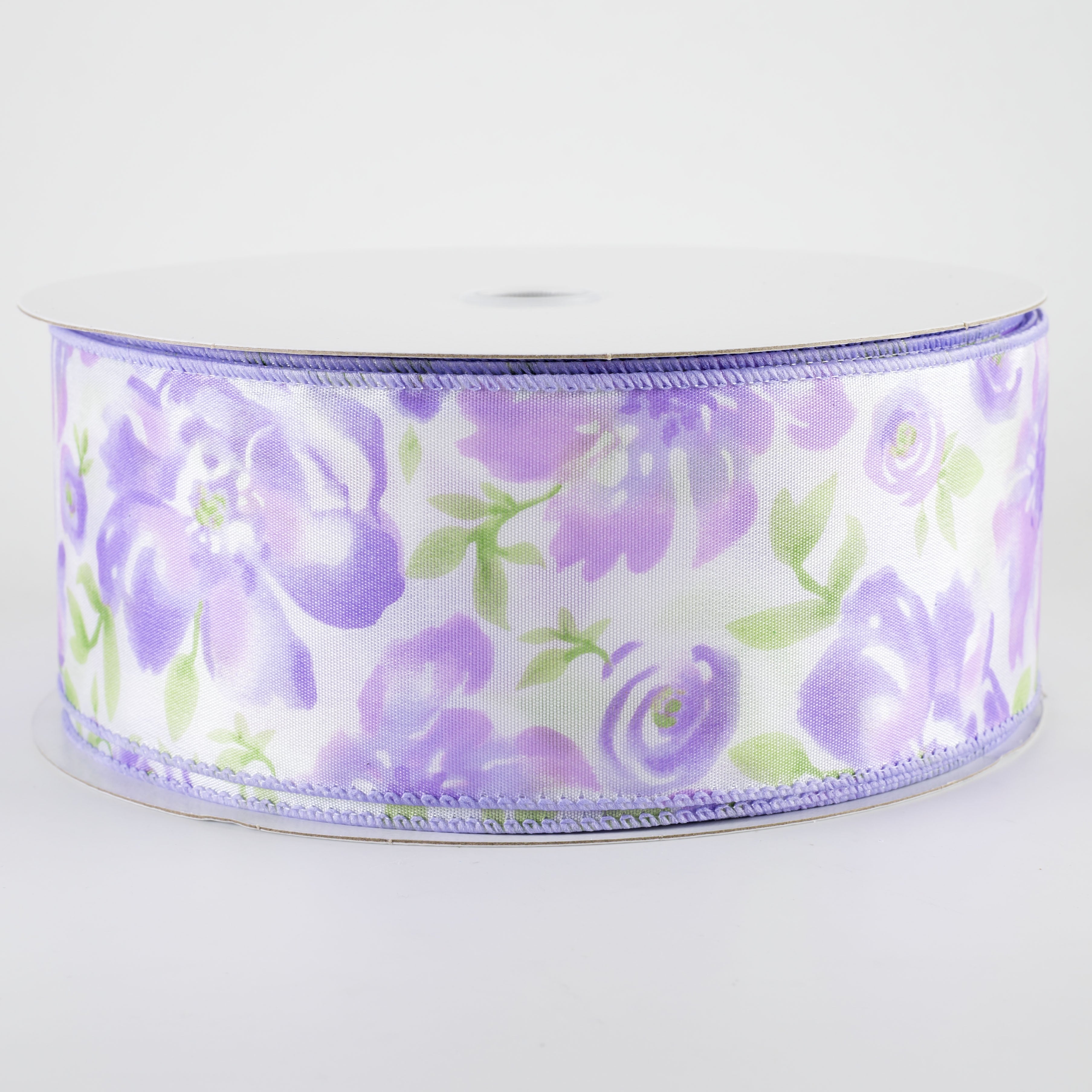 2.5" Watercolor Roses Ribbon: Lavender (50 Yards)
