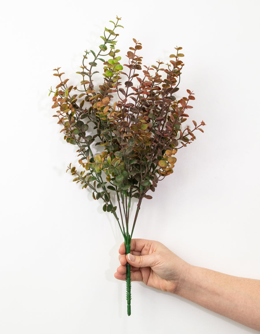 21" Plastic Boxwood Bush: Brown Green
