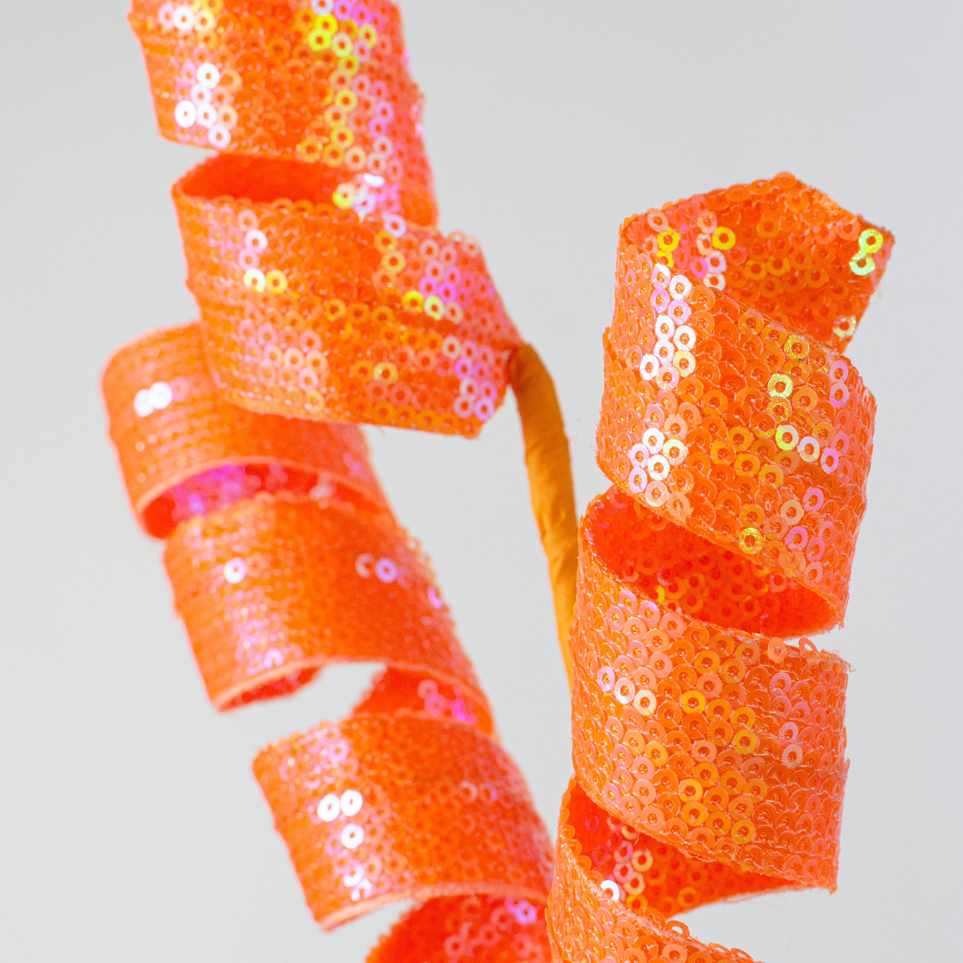 24" Sequin Frizzy Curly Spray: Iridescent Orange