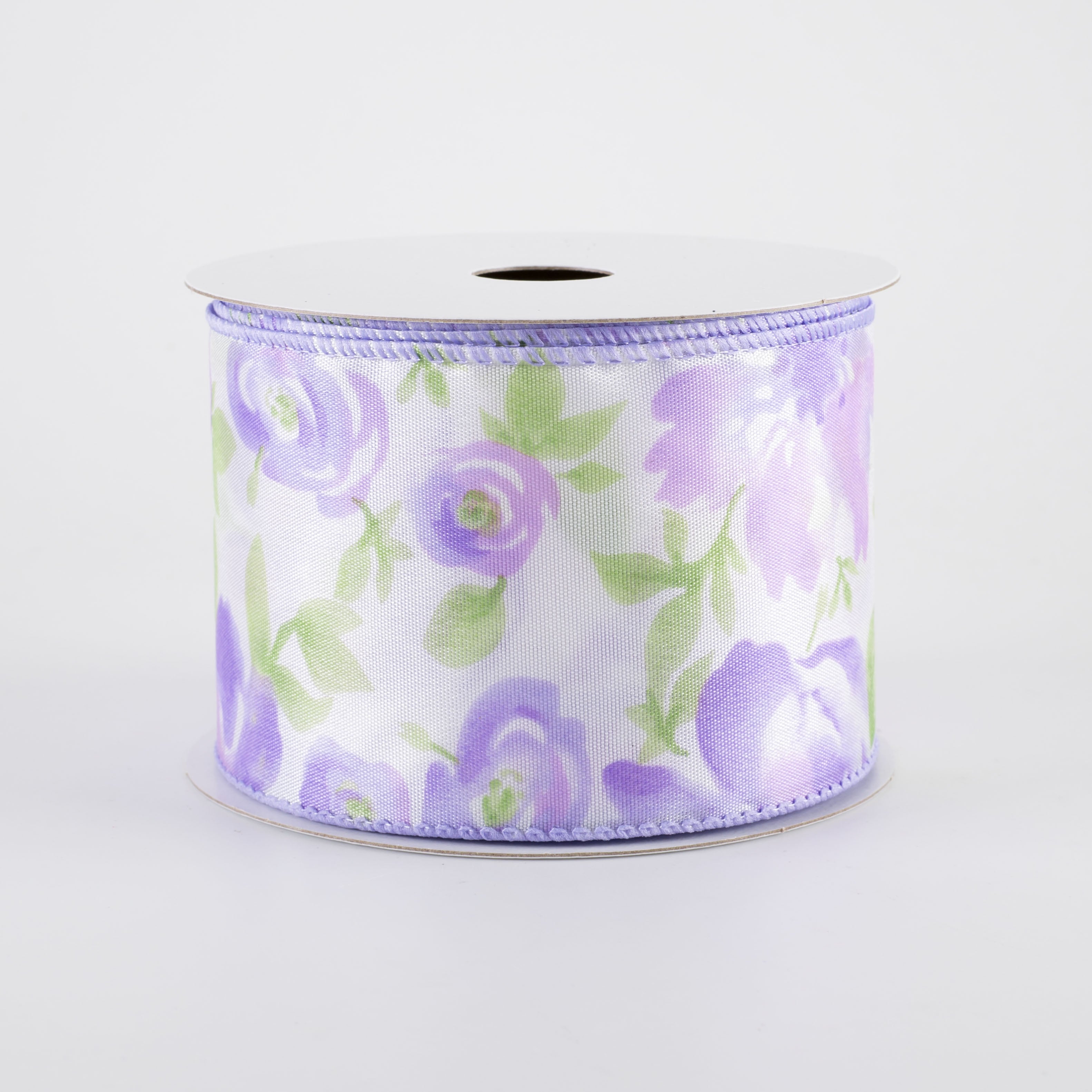2.5" Watercolor Roses Ribbon: Lavender (10 Yards)