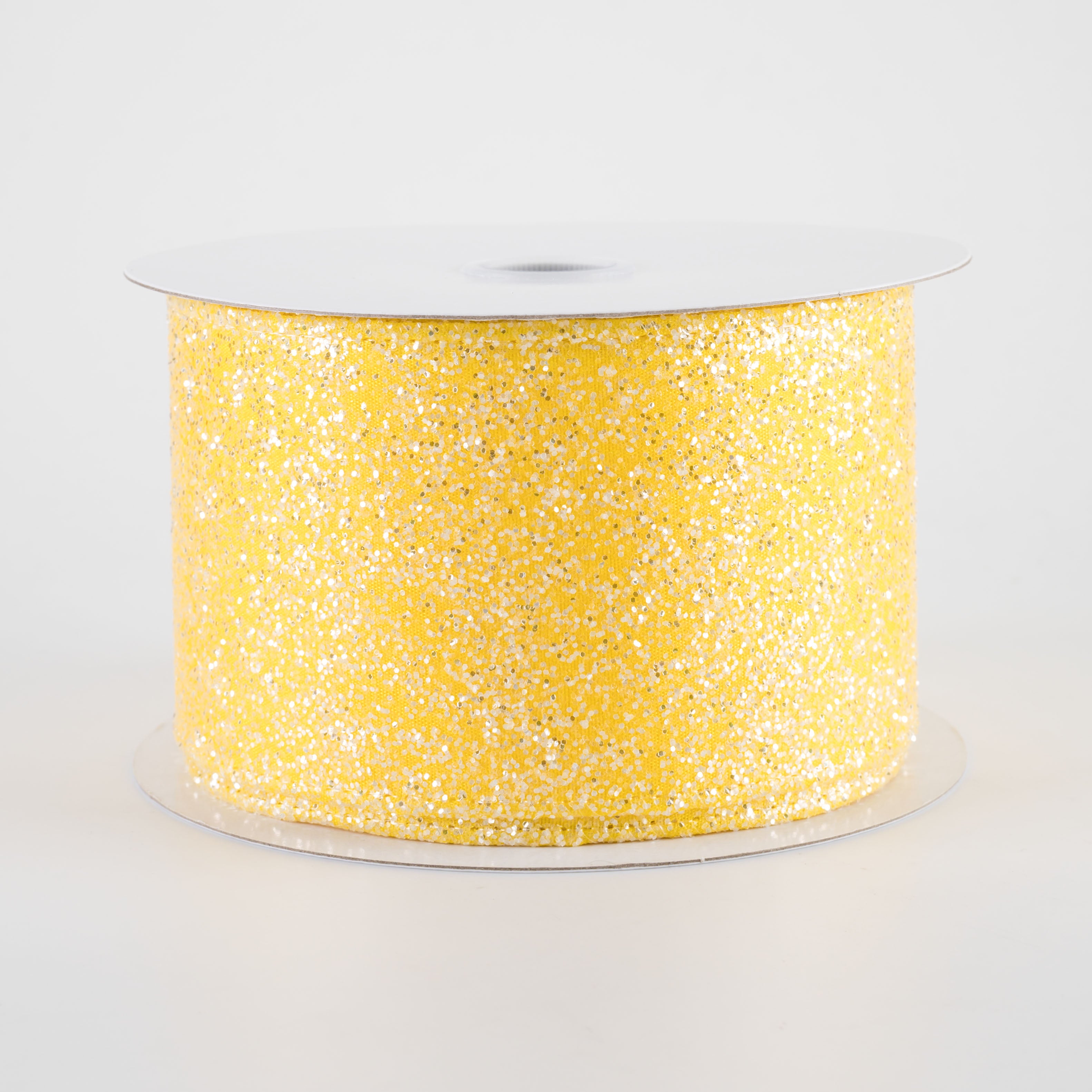 2.5" Candy Glittered Satin Ribbon: Yellow (10 Yards)