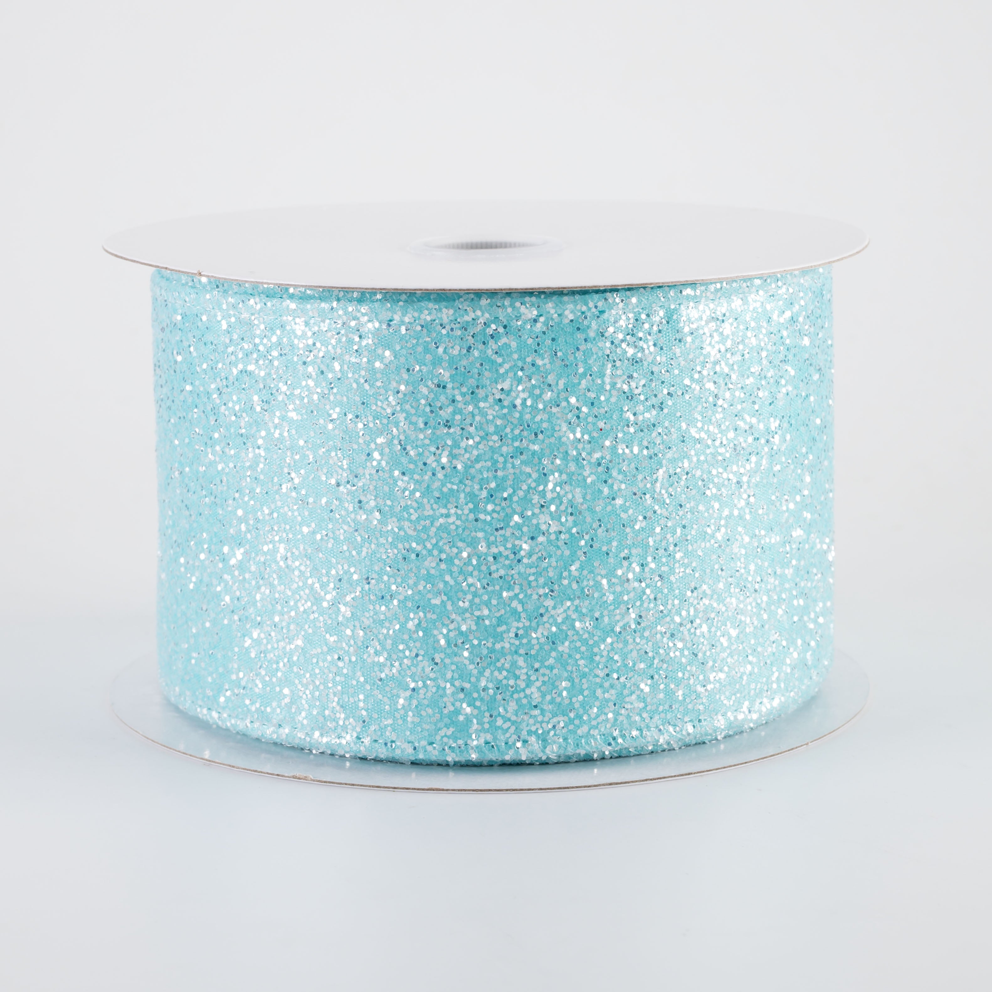 2.5" Candy Glittered Satin Ribbon: Aqua Blue (10 Yards)