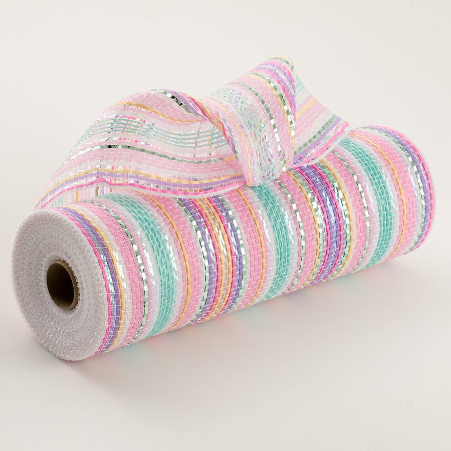 10" Striation Stripes Fabric & Breeze Mesh: Pastel Spring Iridescent