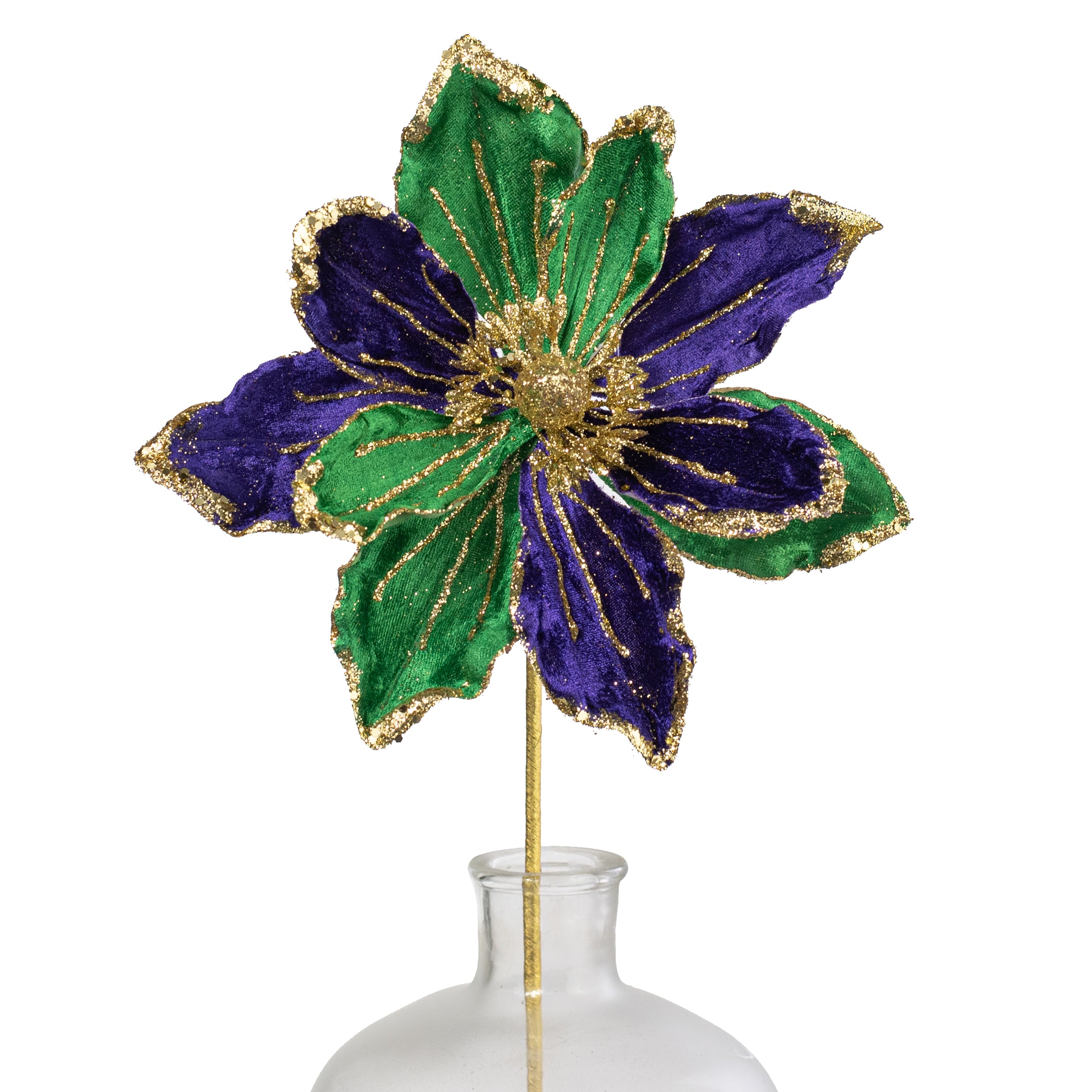 9" x 24" Velvet Magnolia Stem: Mardi Gras