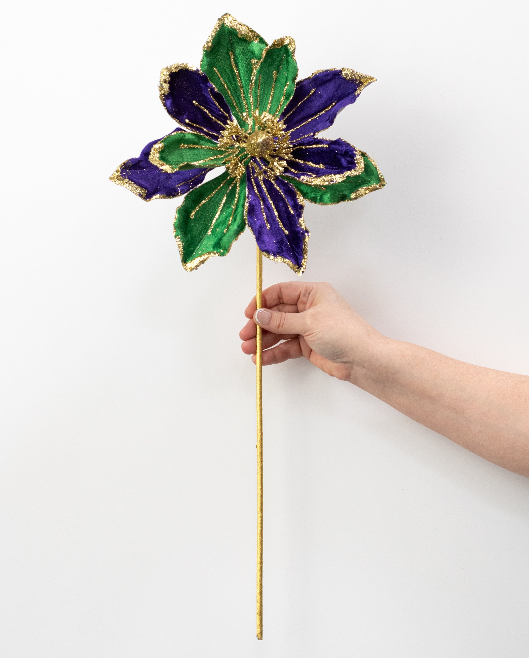 9" x 24" Velvet Magnolia Stem: Mardi Gras