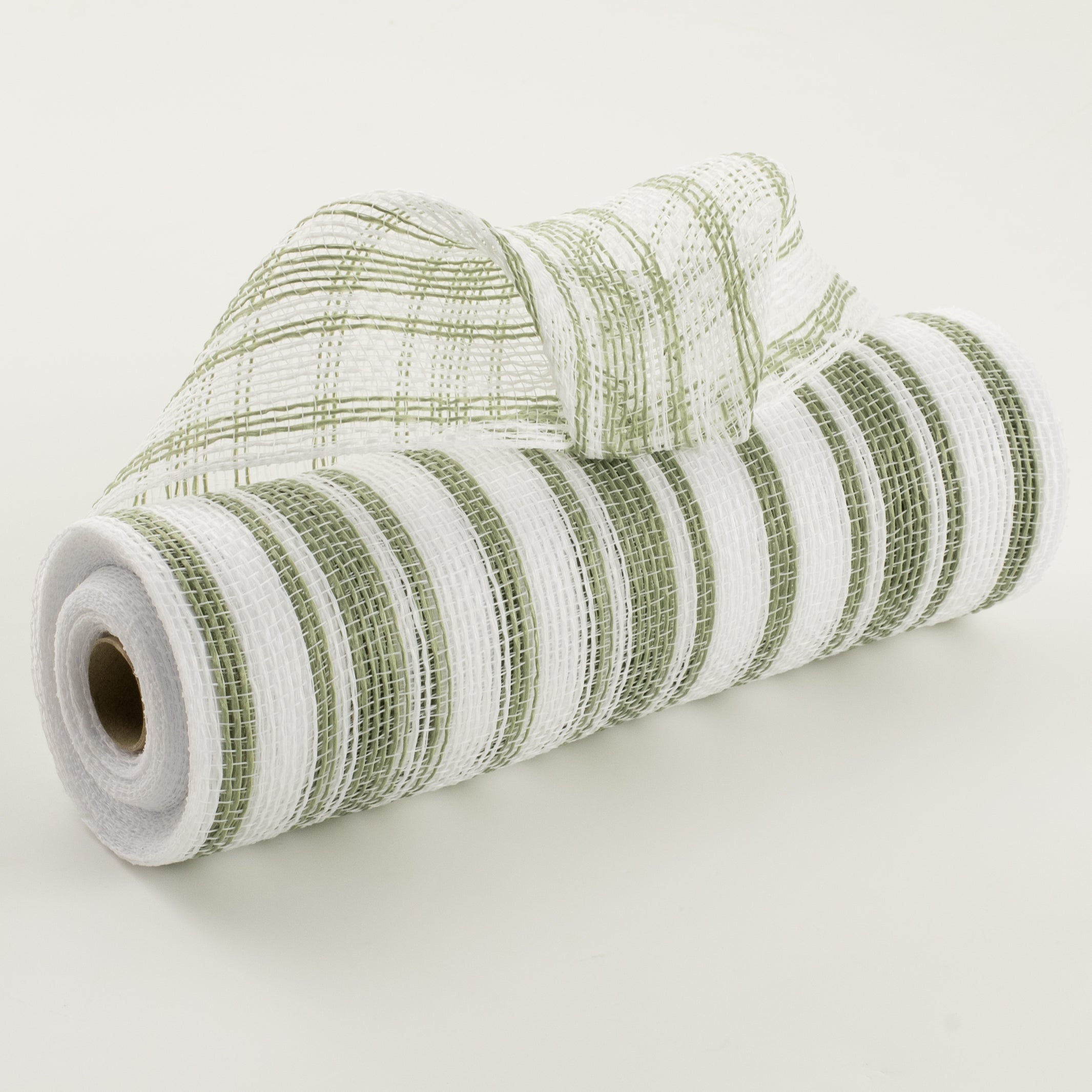 10" Fabric Ticking Mesh: Moss Green & White