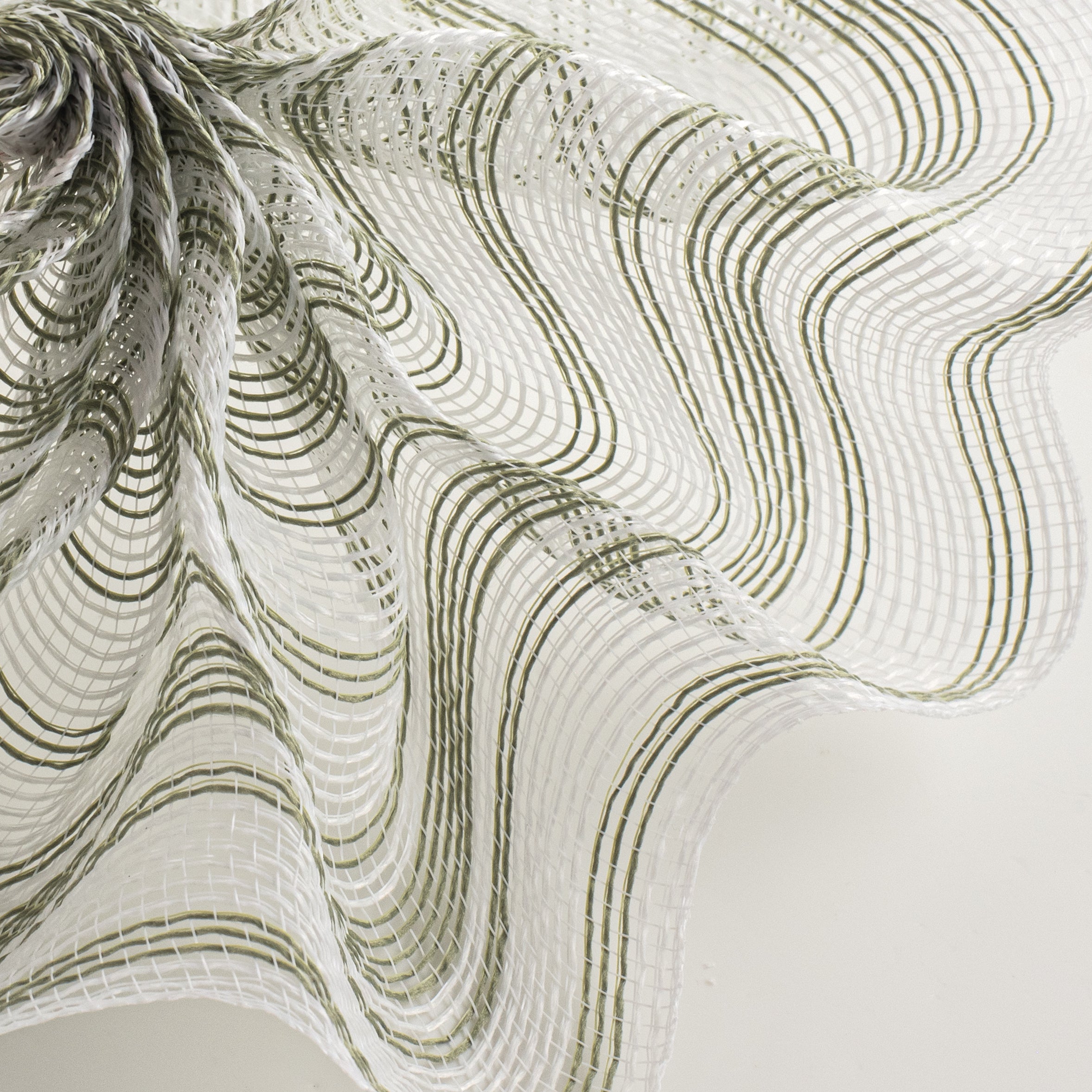 10" Fabric Ticking Mesh: Moss Green & White