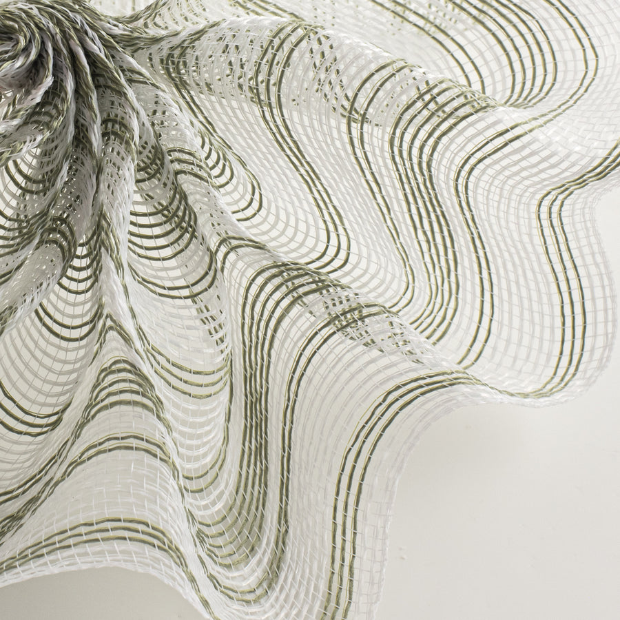 10" Fabric Ticking Mesh: Moss Green & White