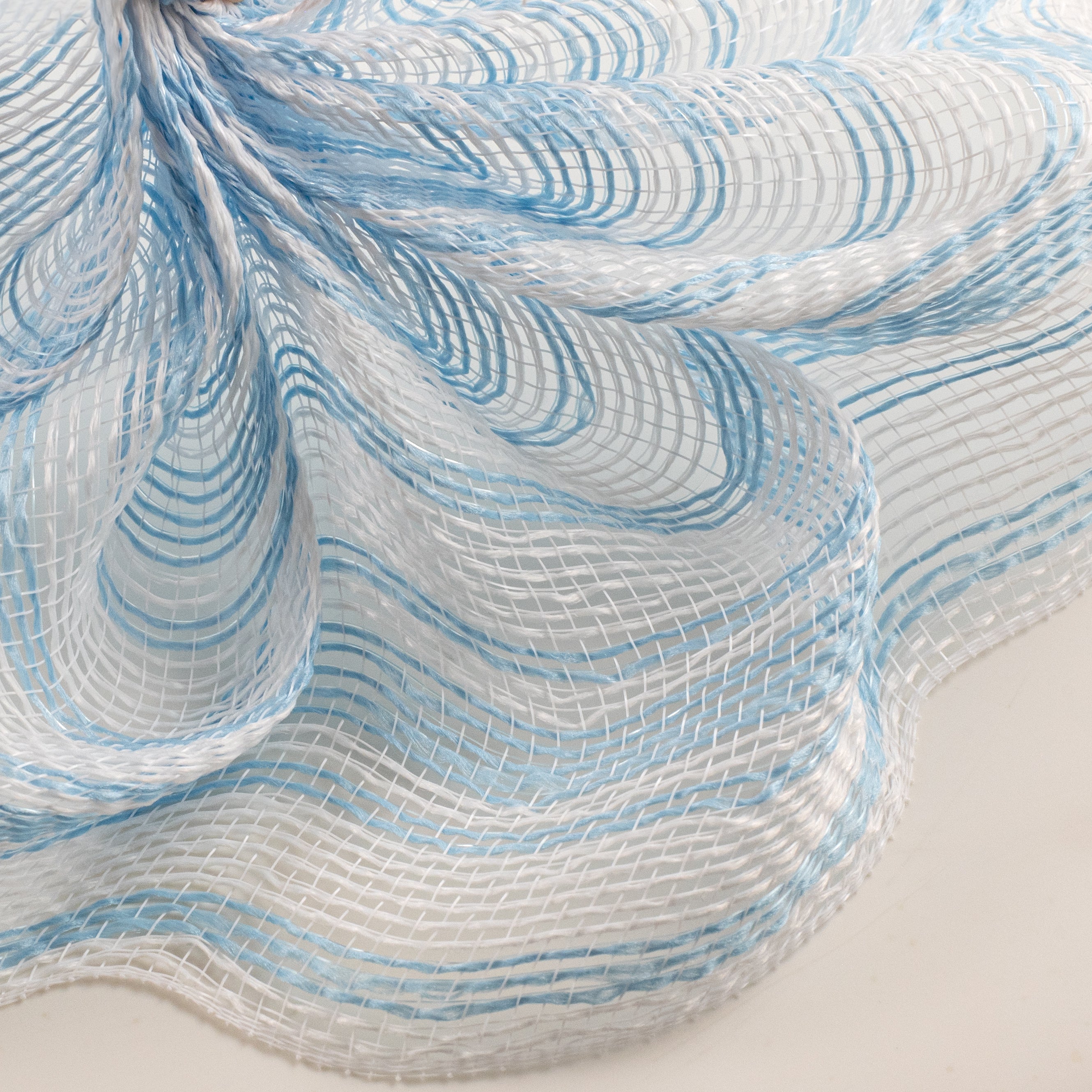 10" Fabric Ticking Mesh: Light Blue & White