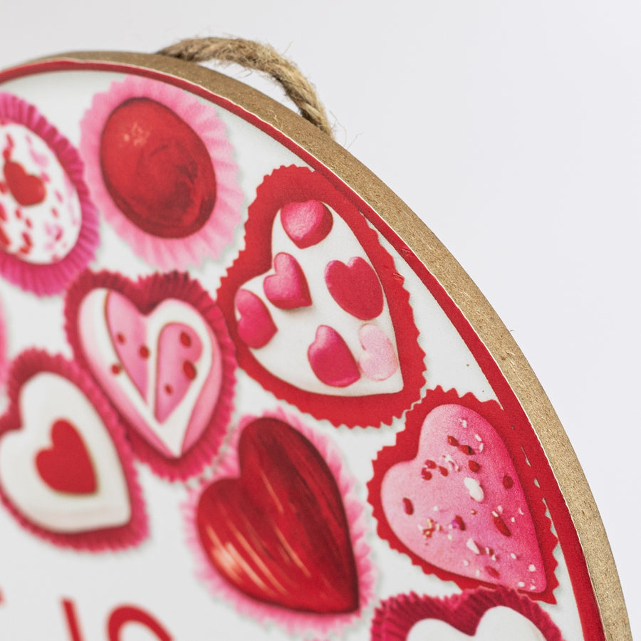 12" Wooden Heart Sign: Love is Sweet Candy