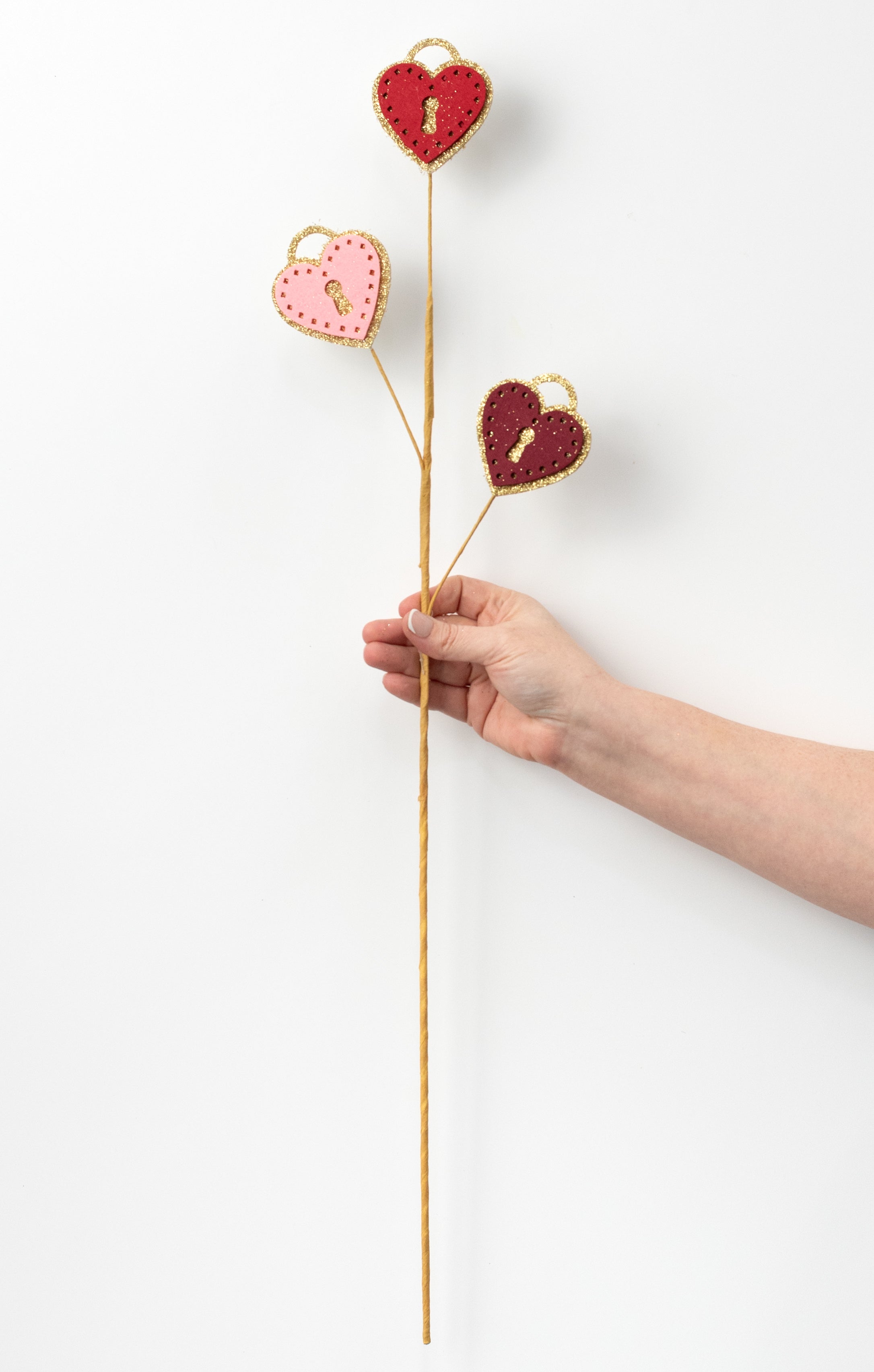 28" Felt Heart Love is Key Locket Spray