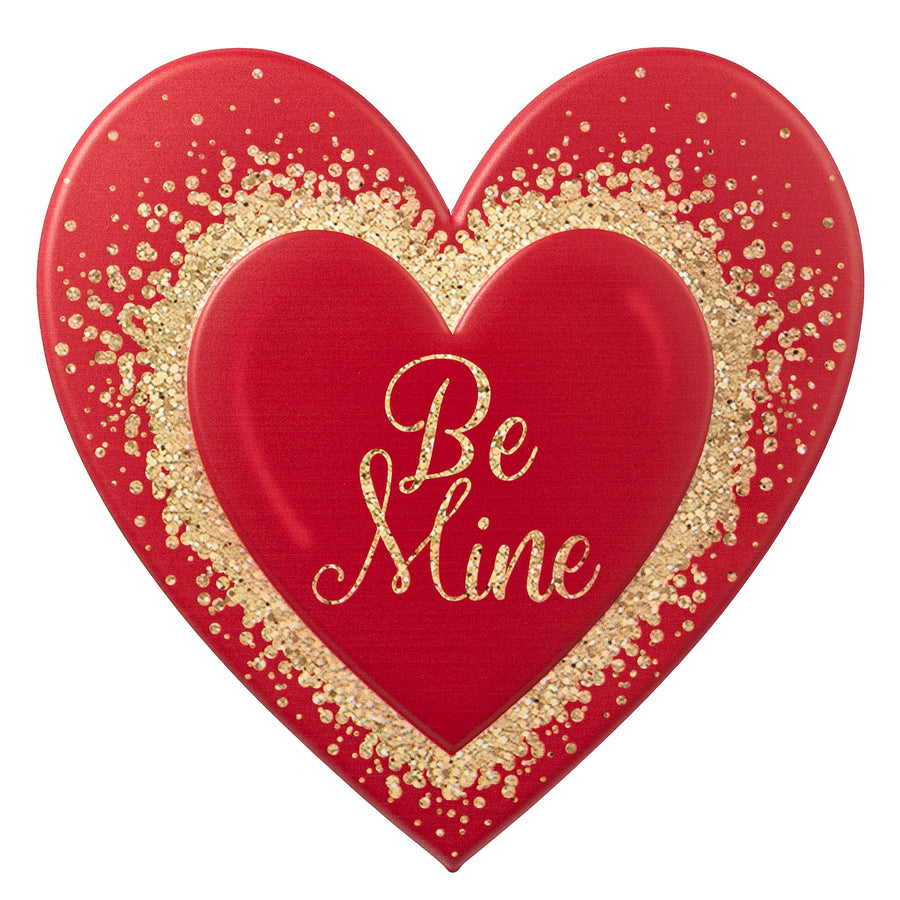 12" Metal Embossed Hanger: Red Be Mine Heart