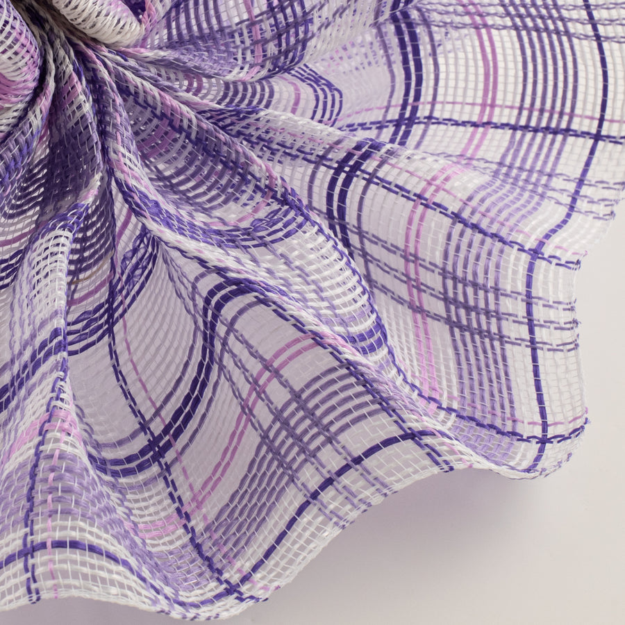 10" Fabric Plaid Mesh: Purple, Lavender & White