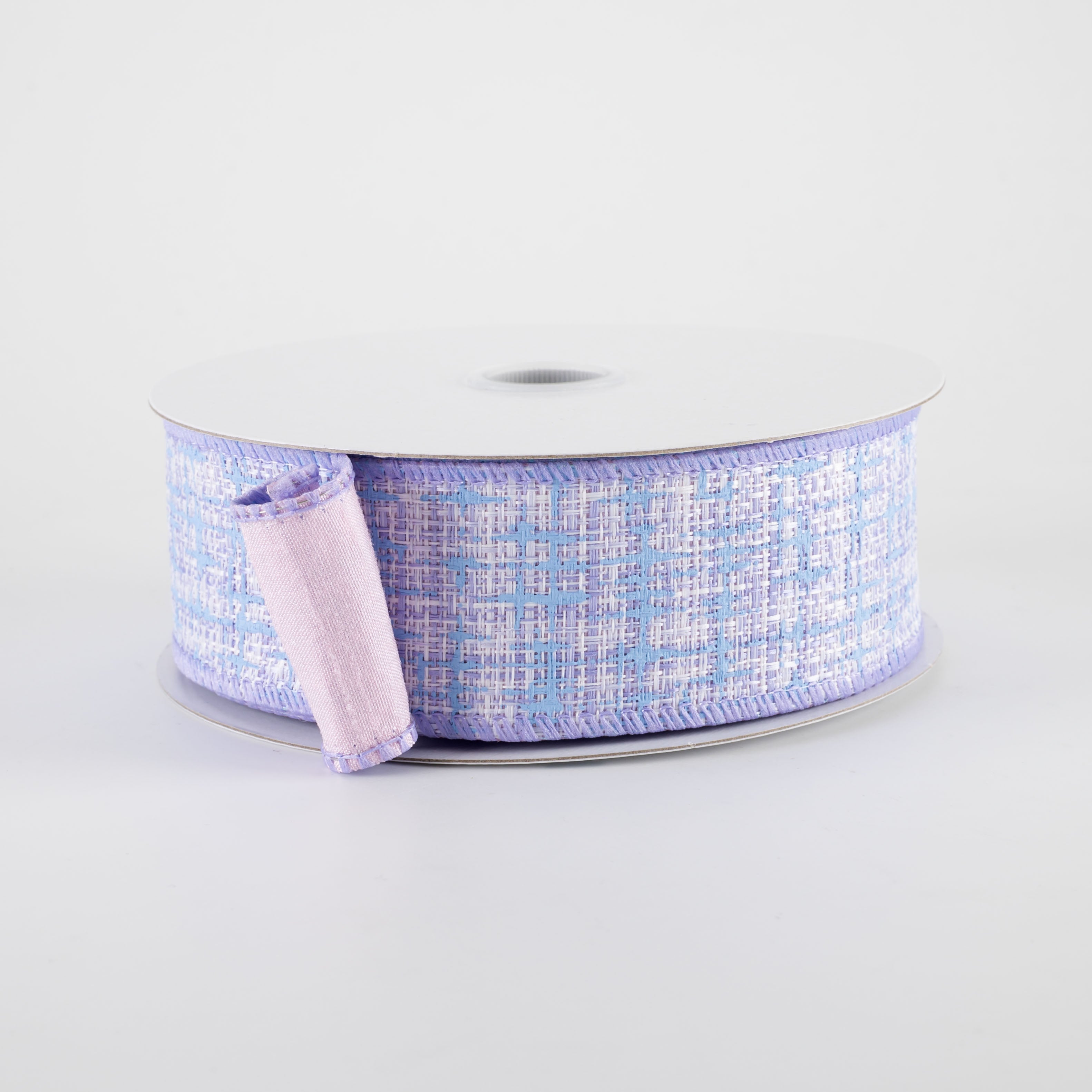 1.5" Double Sided Embellished Tweed & Dupioni Ribbon: Pink, Blue & Lavender (10 Yards)