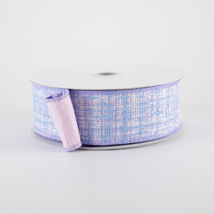 1.5" Double Sided Embellished Tweed & Dupioni Ribbon: Pink, Blue & Lavender (10 Yards)