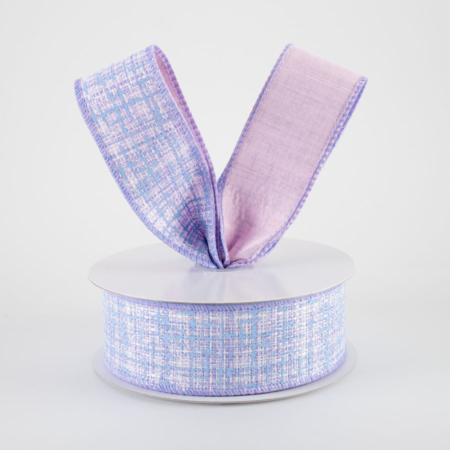 1.5" Double Sided Embellished Tweed & Dupioni Ribbon: Pink, Blue & Lavender (10 Yards)
