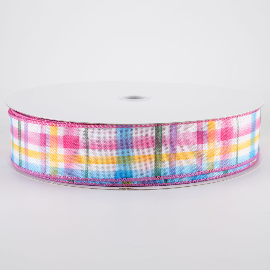 1.5" Watercolor Tuttola Plaid Ribbon: Multicolor (50 Yards)