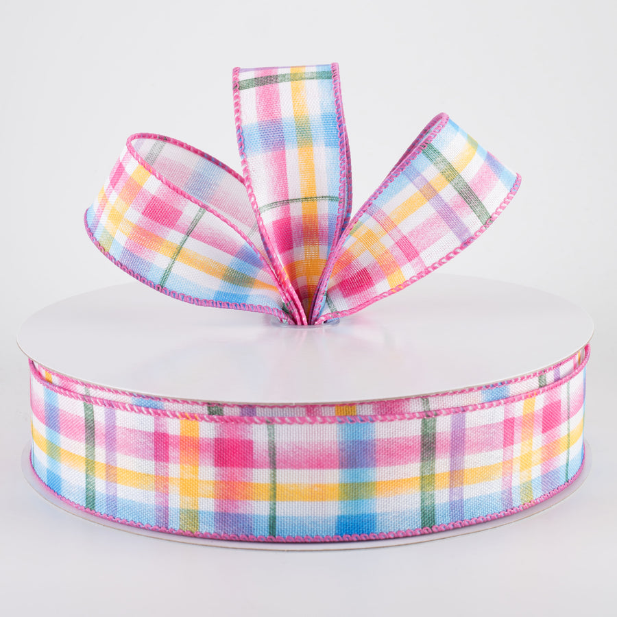 1.5" Watercolor Tuttola Plaid Ribbon: Multicolor (50 Yards)