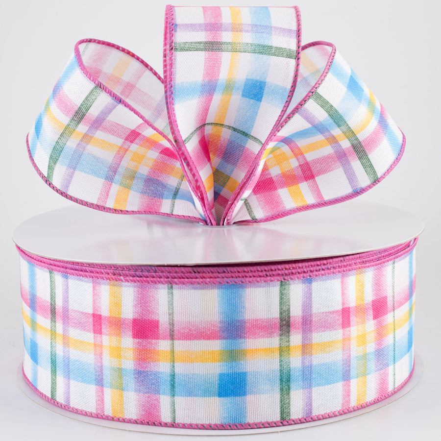 2.5" Watercolor Tuttola Plaid Ribbon: Multicolor (50 Yards)