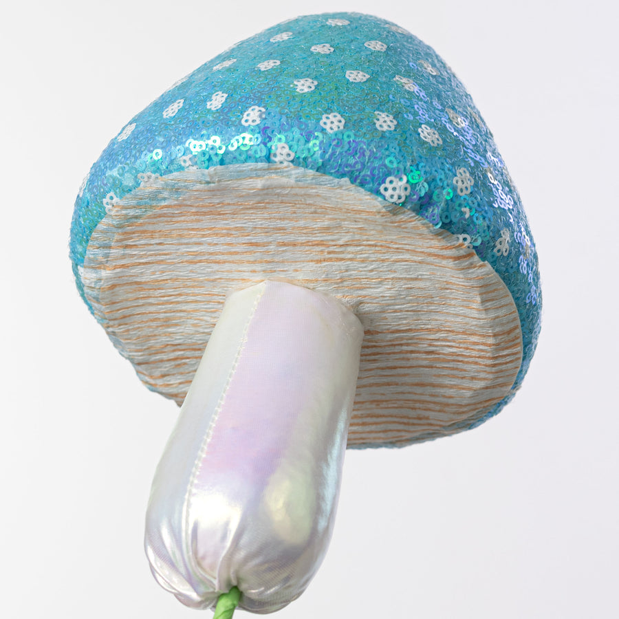 20" Sequin Polkadot Iridescent Mushroom Pick: Blue