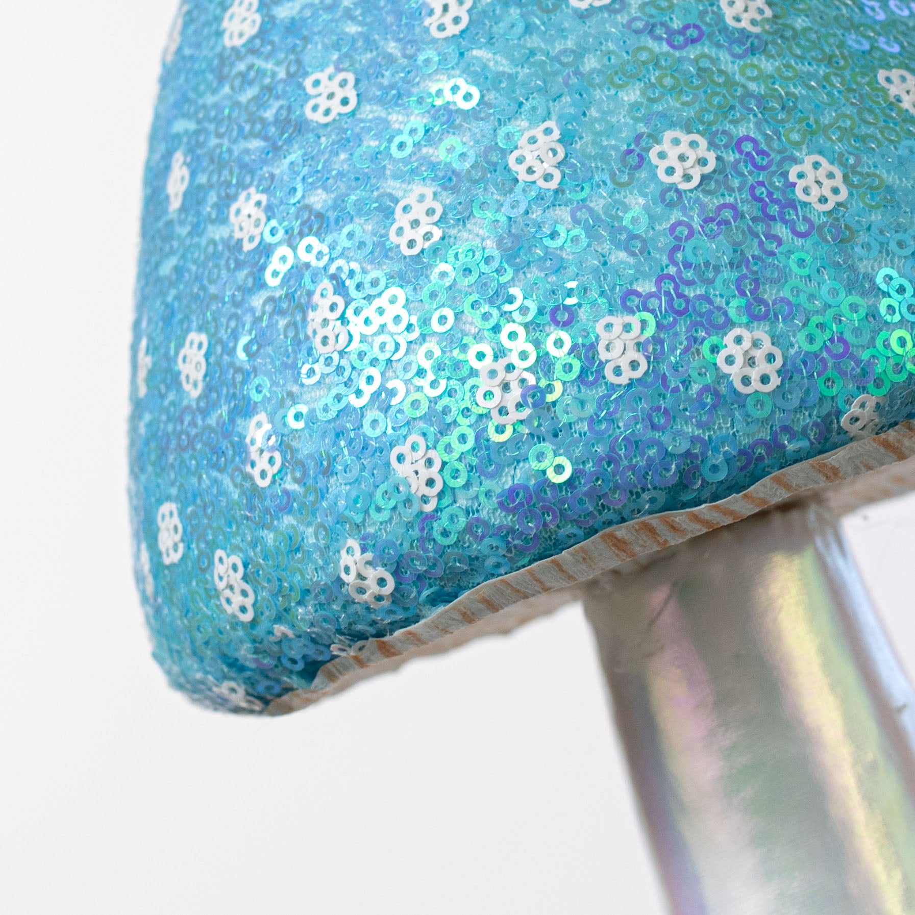 20" Sequin Polkadot Iridescent Mushroom Pick: Blue