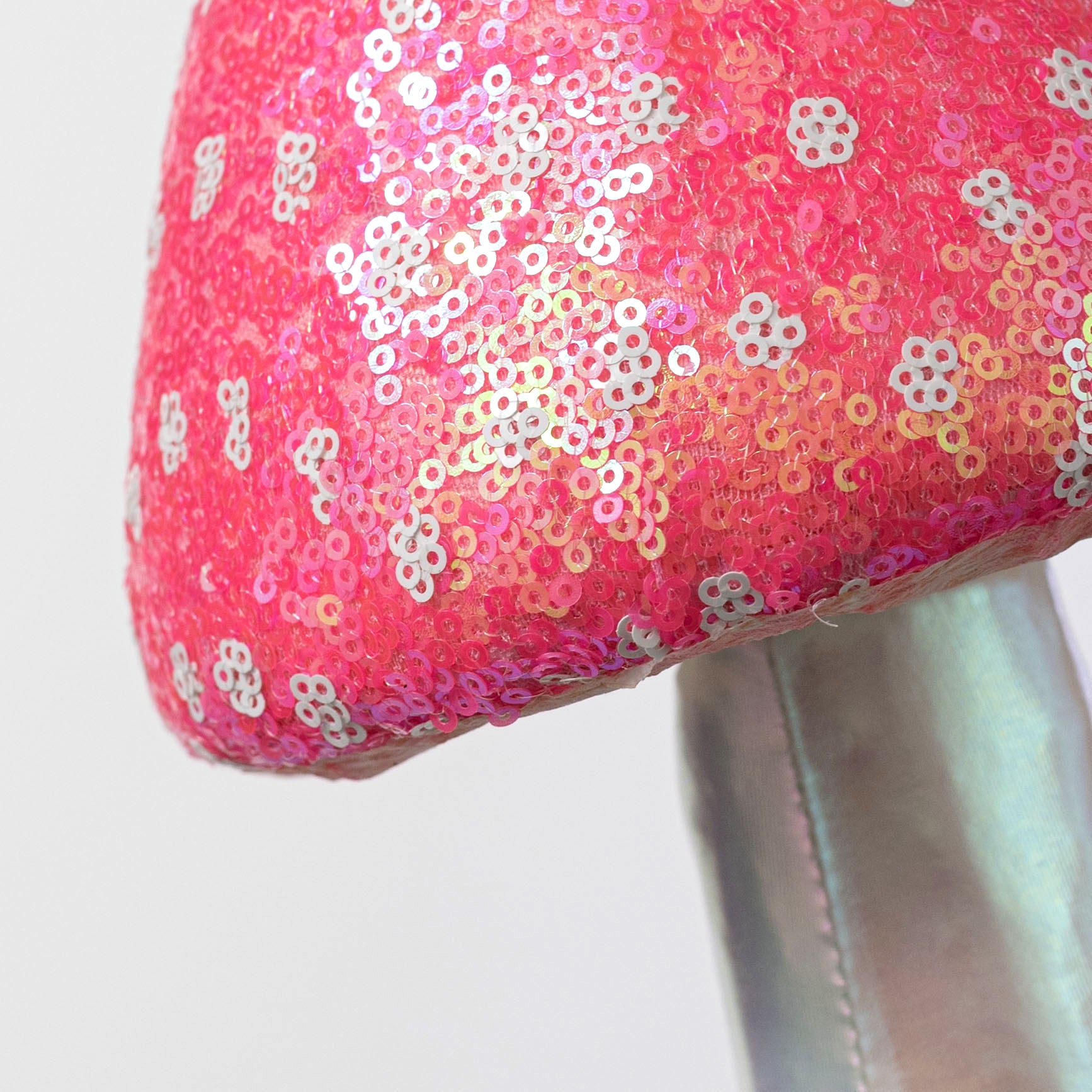20" Sequin Polkadot Iridescent Mushroom Pick: Pink