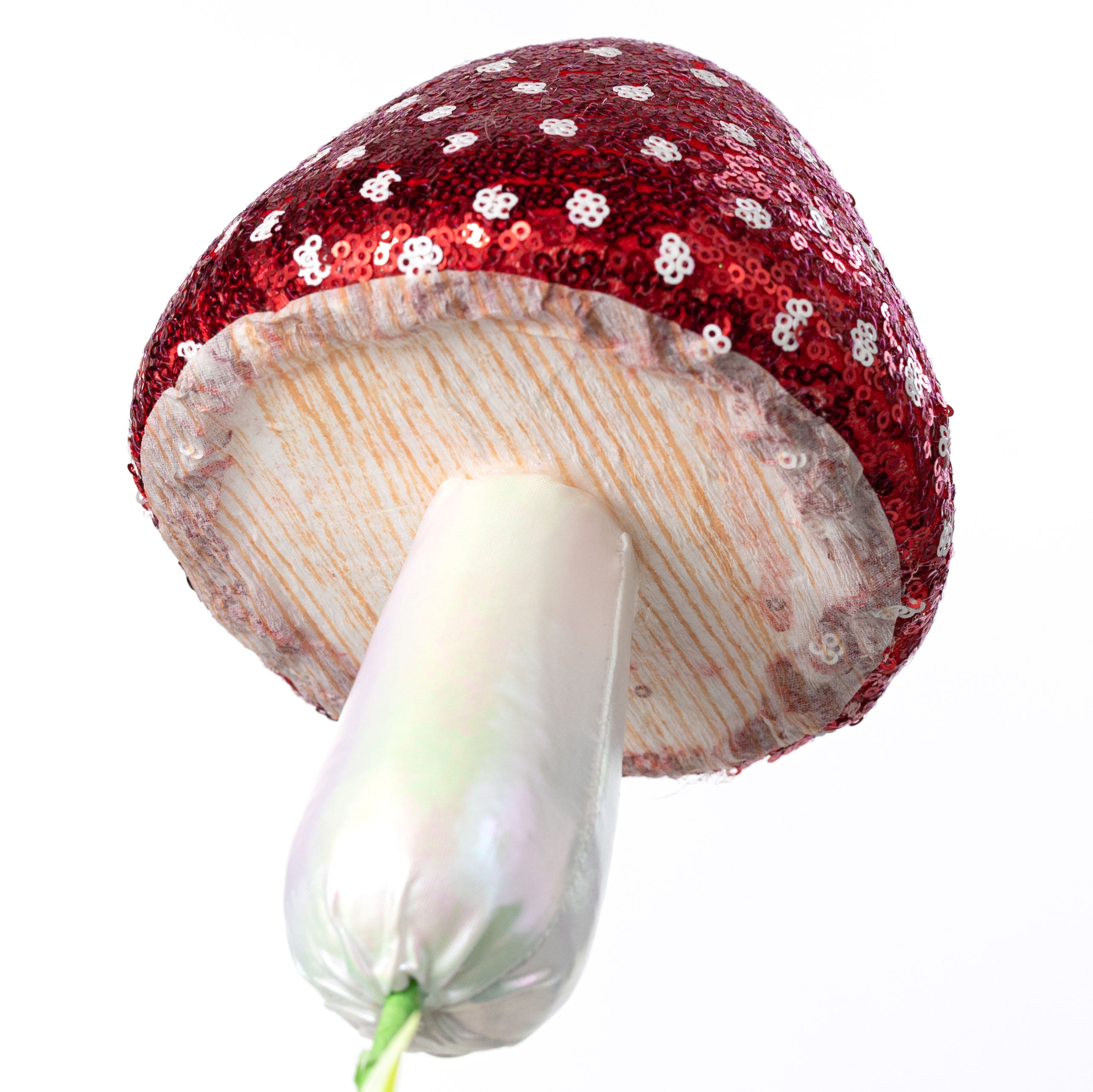 20" Sequin Polkadot Iridescent Mushroom Pick: Red
