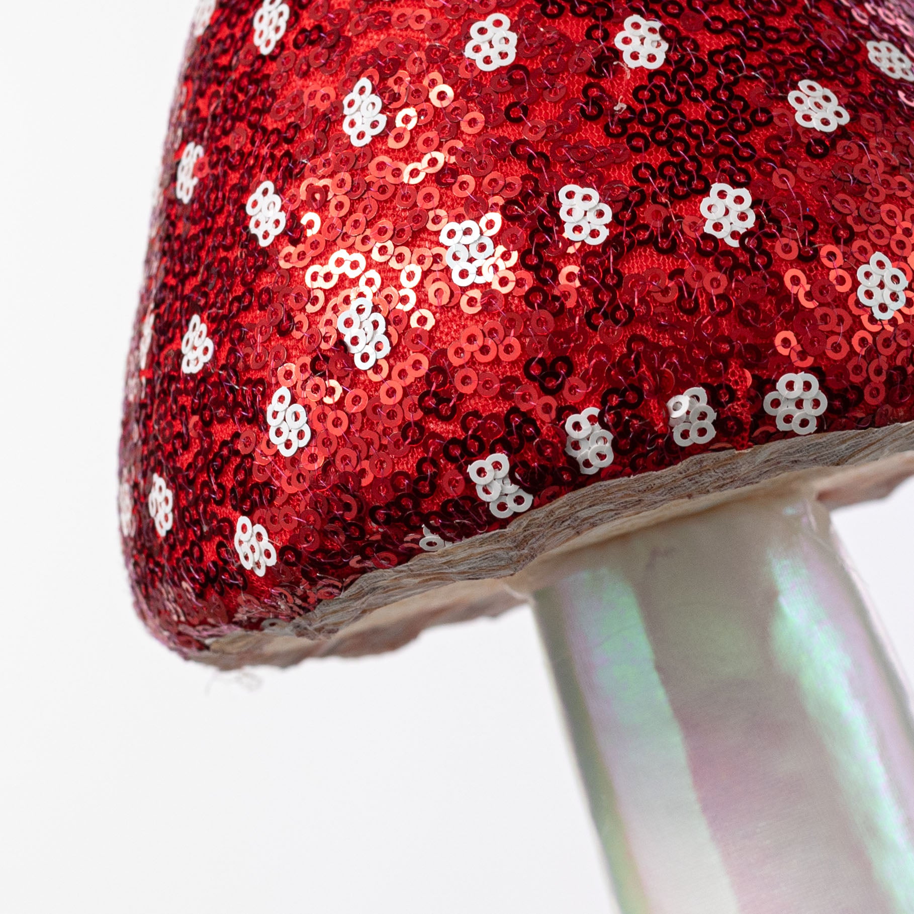 20" Sequin Polkadot Iridescent Mushroom Pick: Red