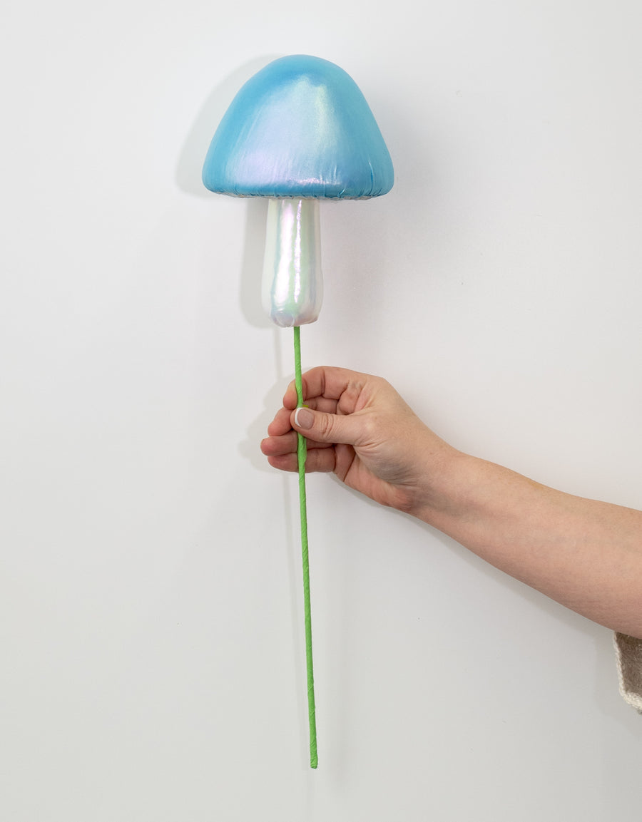 20" Pearl Mushroom Pick: Blue & Iridescent White