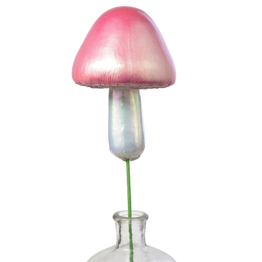 20" Pearl Mushroom Pick: Pink & Iridescent White