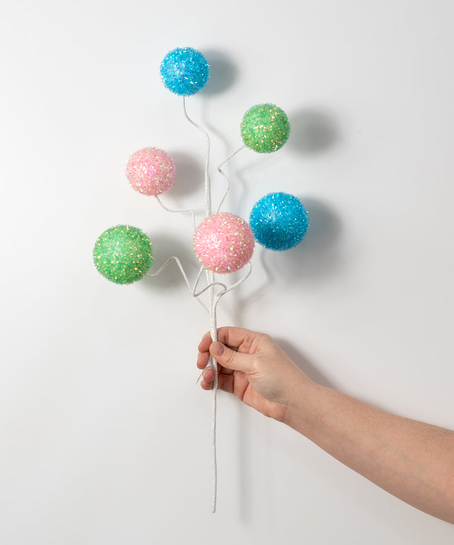 22" V-Cut Foil Ball x6 Spray: Iridescent Pink, Mint & Blue