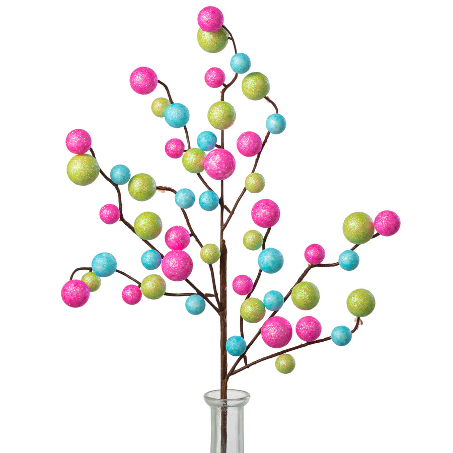 17" Glitter Ball Spray: Iridescent Pink, Blue & Green