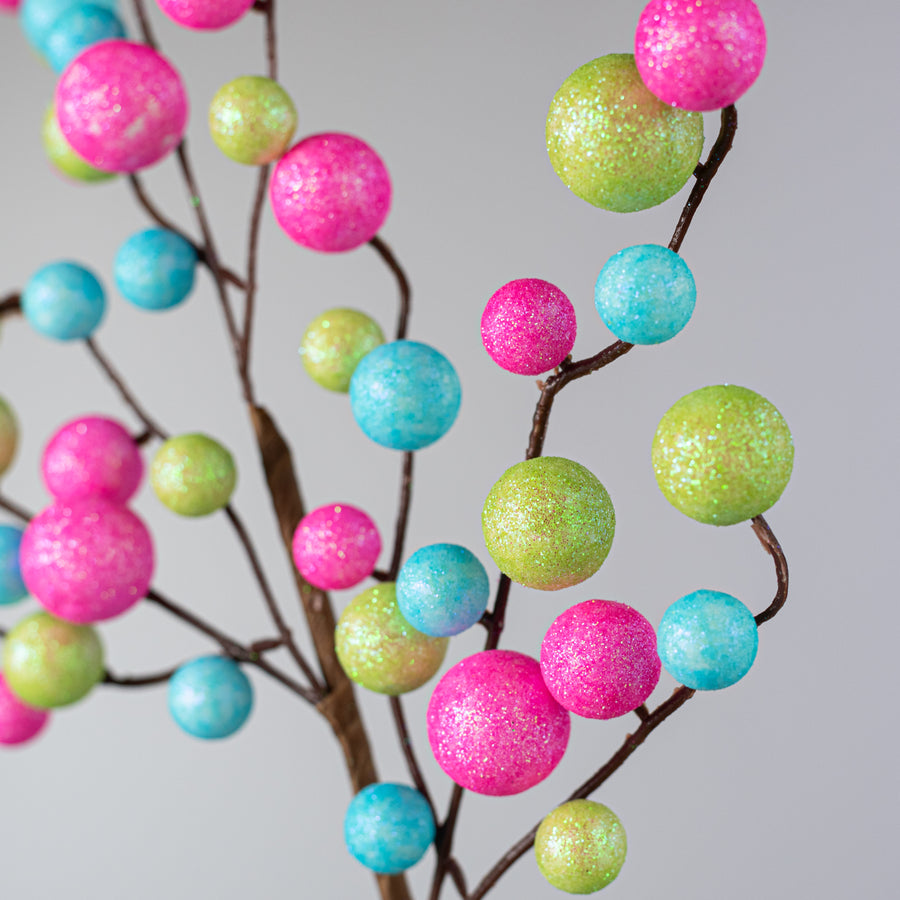 17" Glitter Ball Spray: Iridescent Pink, Blue & Green