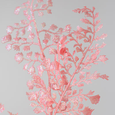 23" Glitter Maidenhair Fern Spray: Iridescent Pink