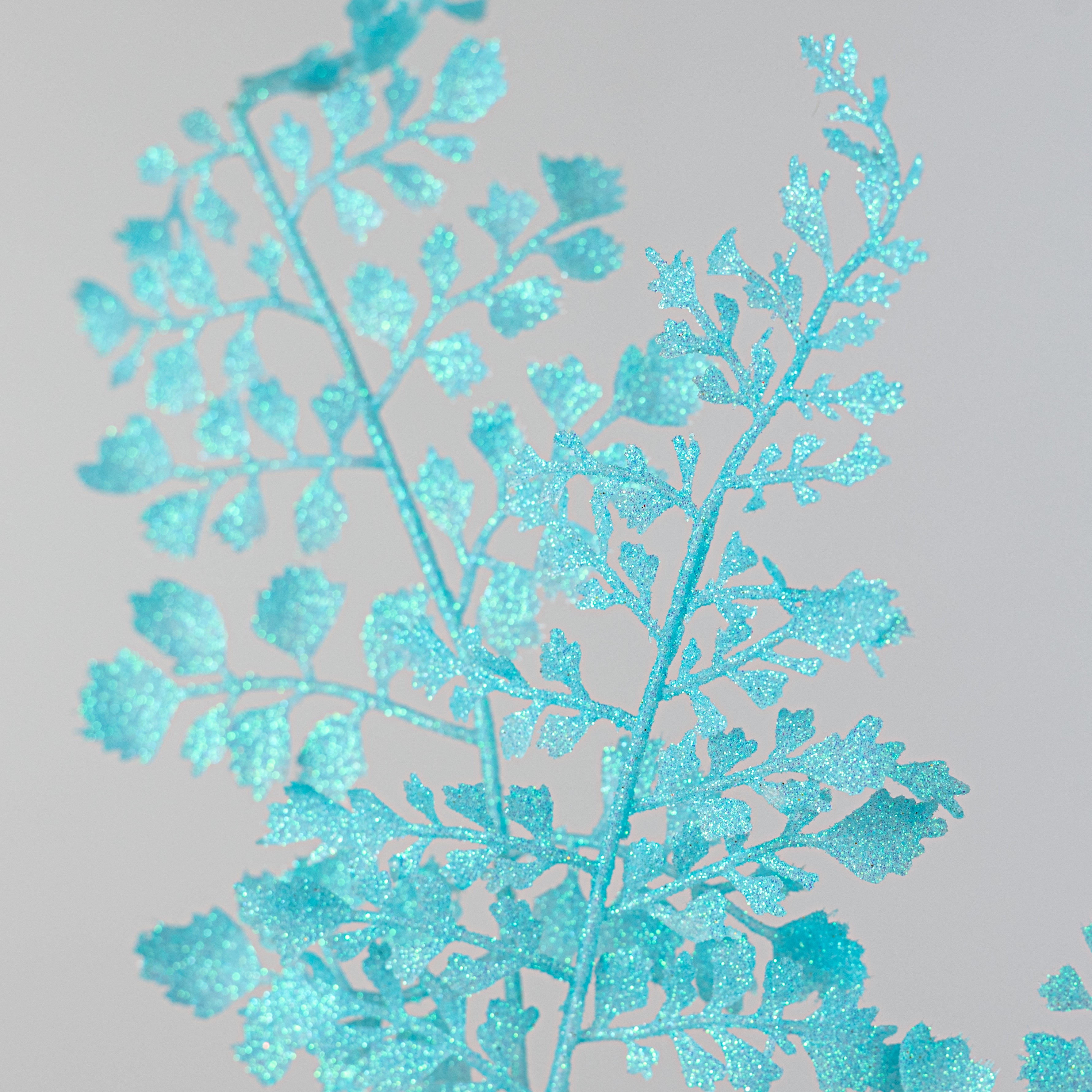 23" Glitter Maidenhair Fern Spray: Iridescent Light Blue