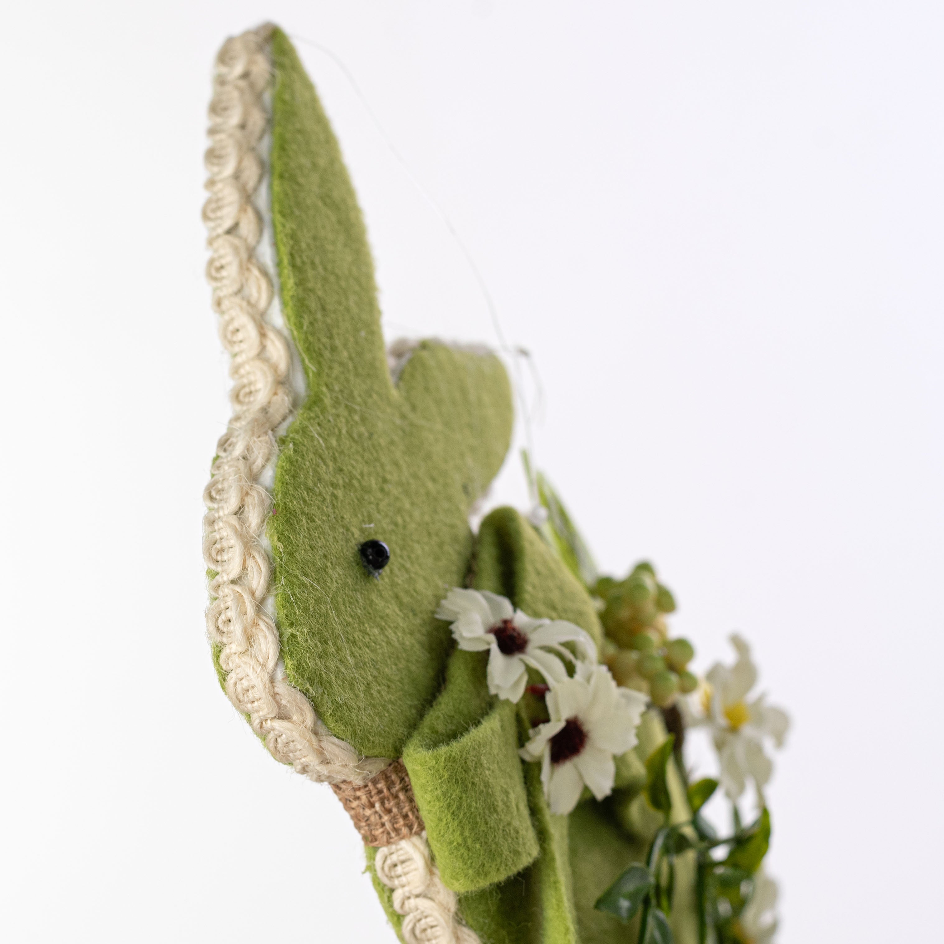 10" Green Bunny with Moss Felt Bow Ornament