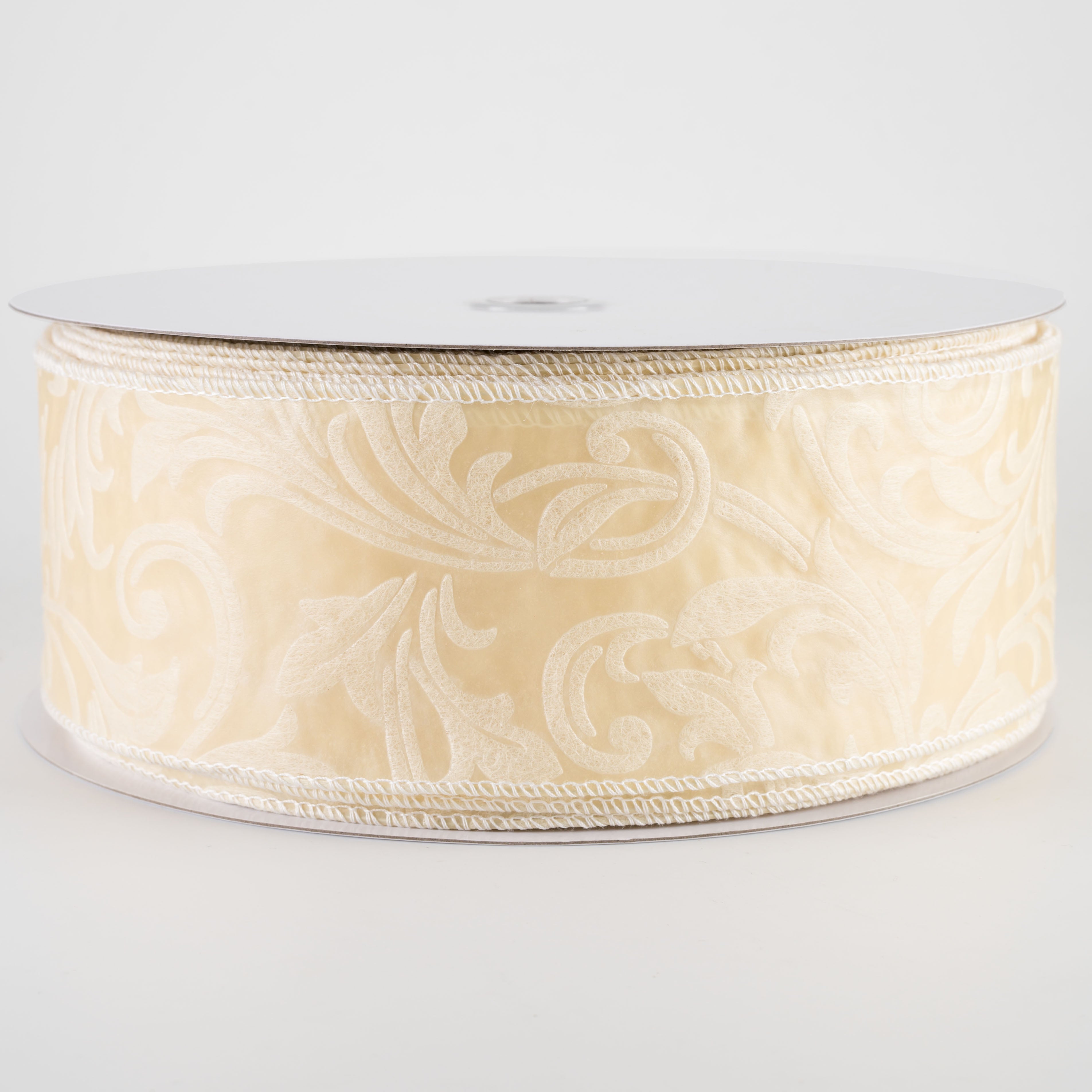 2.5" Embossed Leaf Filagree Breeze Ribbon: Ivory Cream (50 Yards)
