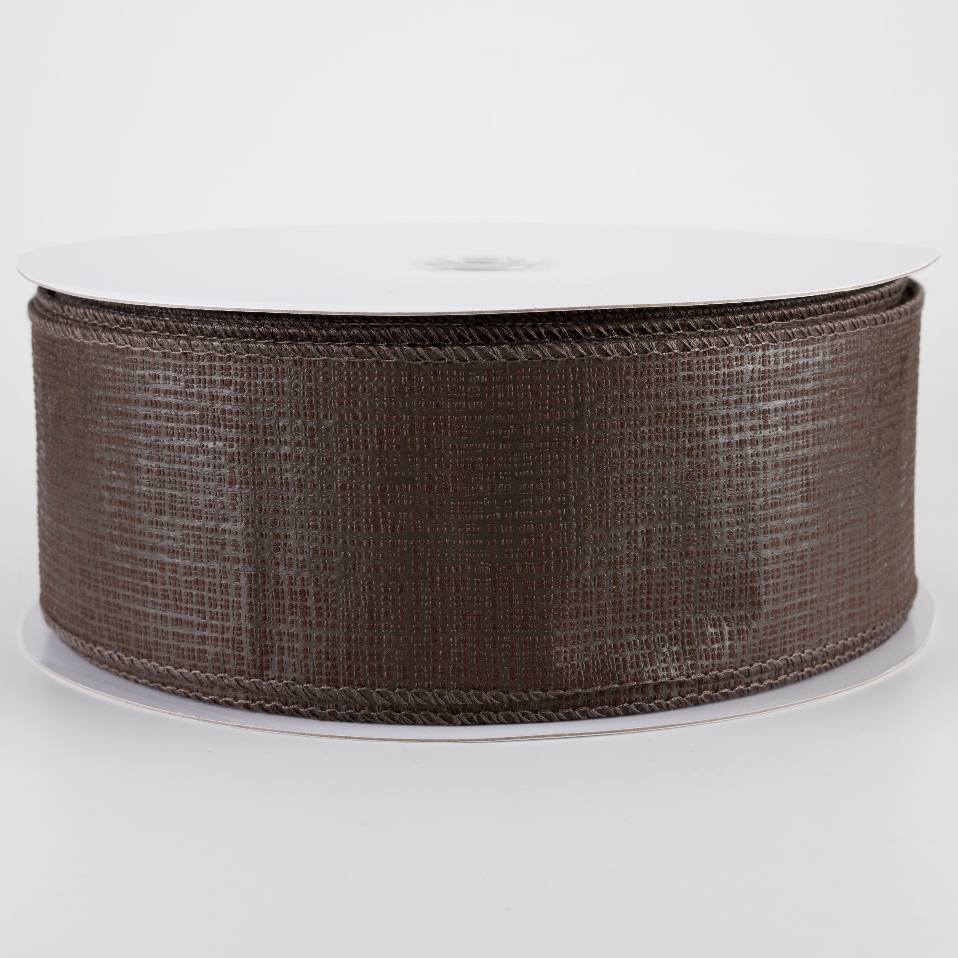 2.5" Embossed Crosshatch Breeze Ribbon: Dark Brown (50 Yards)